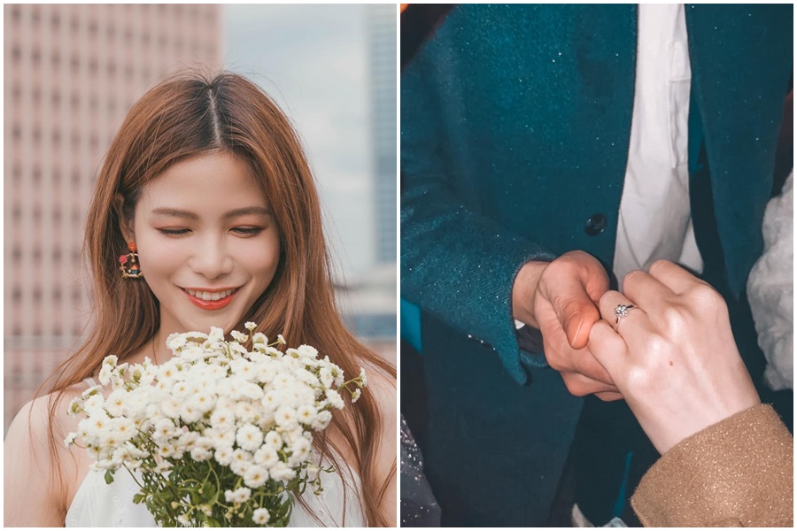 蘿莉塔在跨年夜被男友求婚，在社群曬出鑽戒報喜。（翻攝自蘿莉塔臉書）