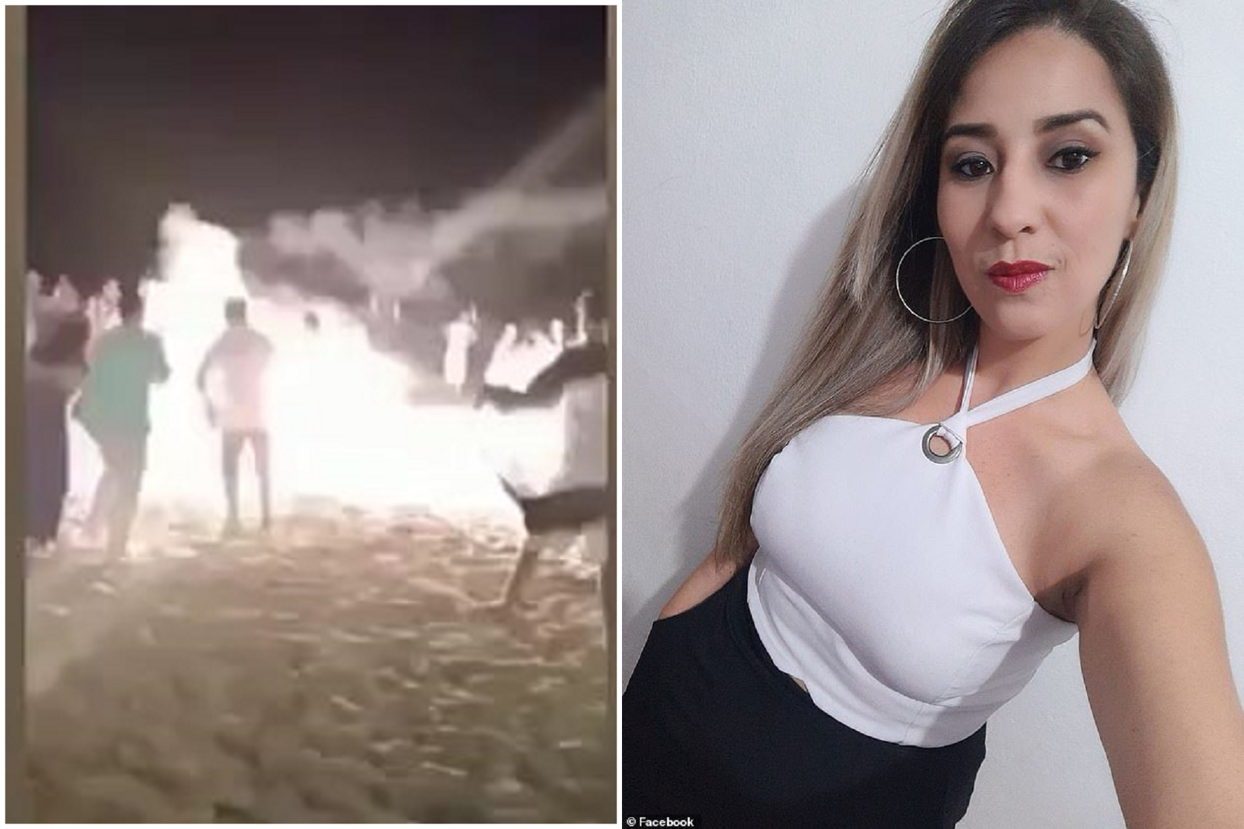 驚悚影片曝光！跨年變奪命忌日，辣媽被煙火射爆慘死。（翻自《每日郵報》）