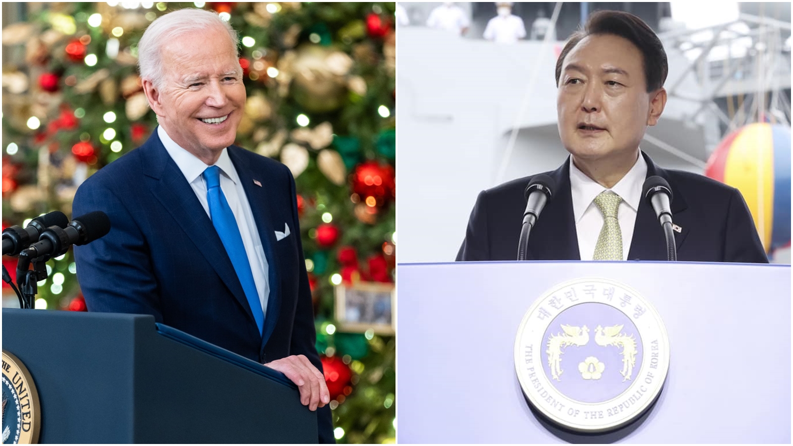 針對美韓傳出商定核武軍演卻成各說各話的羅生門，拜登否認，但尹錫悅堅稱有。（翻攝自臉書＠윤석열、Joe Biden）