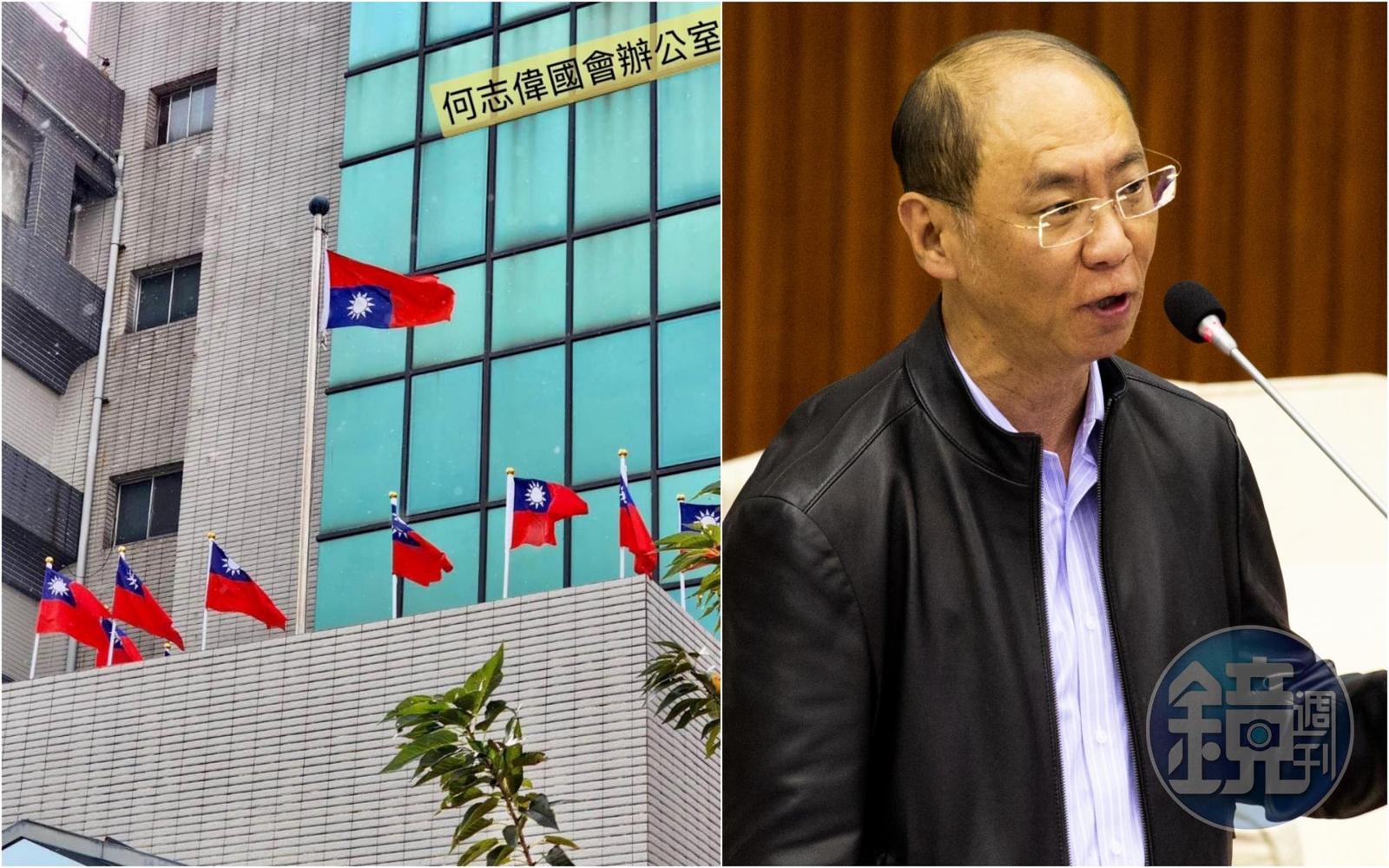 北投區發生國旗倒掛的事件引發議論，民政局長陳永德（右）對外致歉。（翻攝自何志偉臉書／本刊資料照）