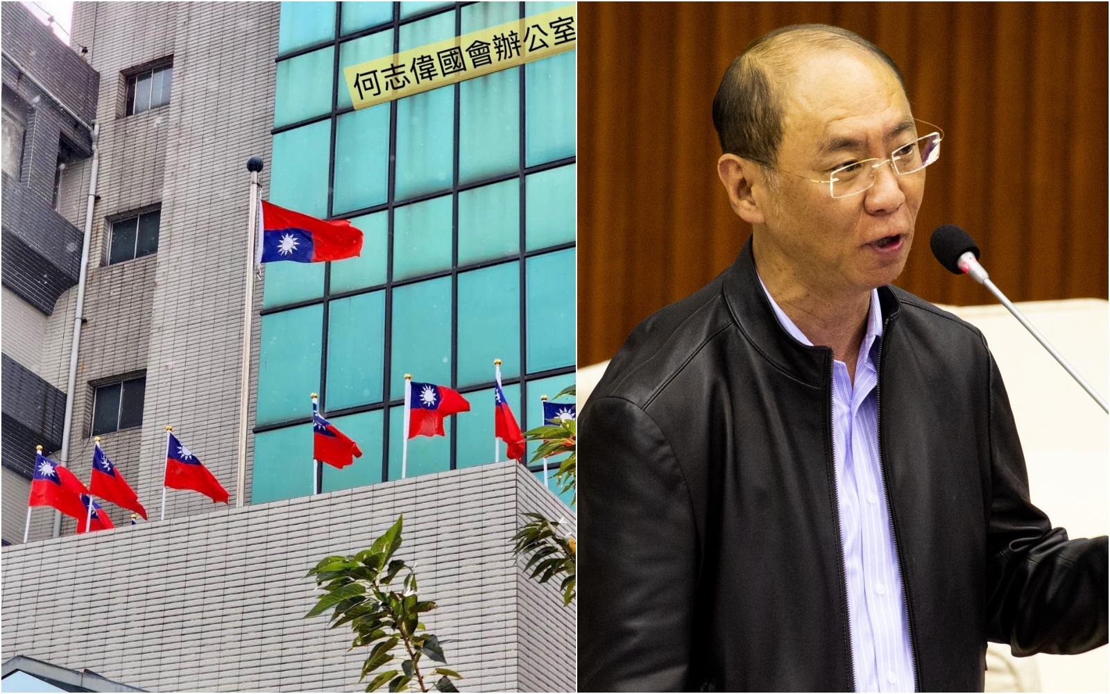 北投區發生國旗倒掛的事件引發議論，民政局長陳永德（右）對外致歉。（翻攝自何志偉臉書／本刊資料照）