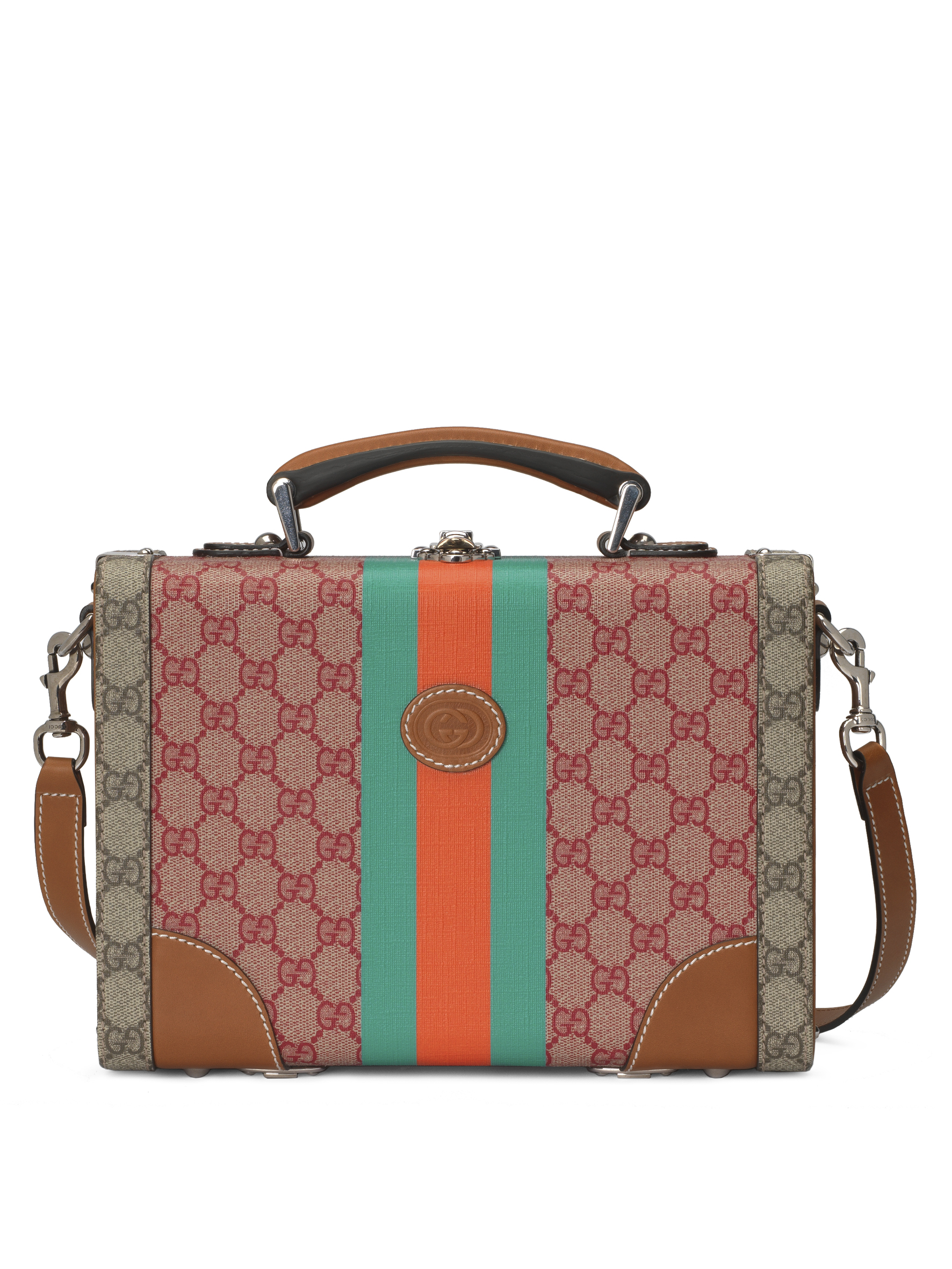 GUCCI兔年主題限定系列印花撞色手提硬箱。NT$173,600（古馳提供）