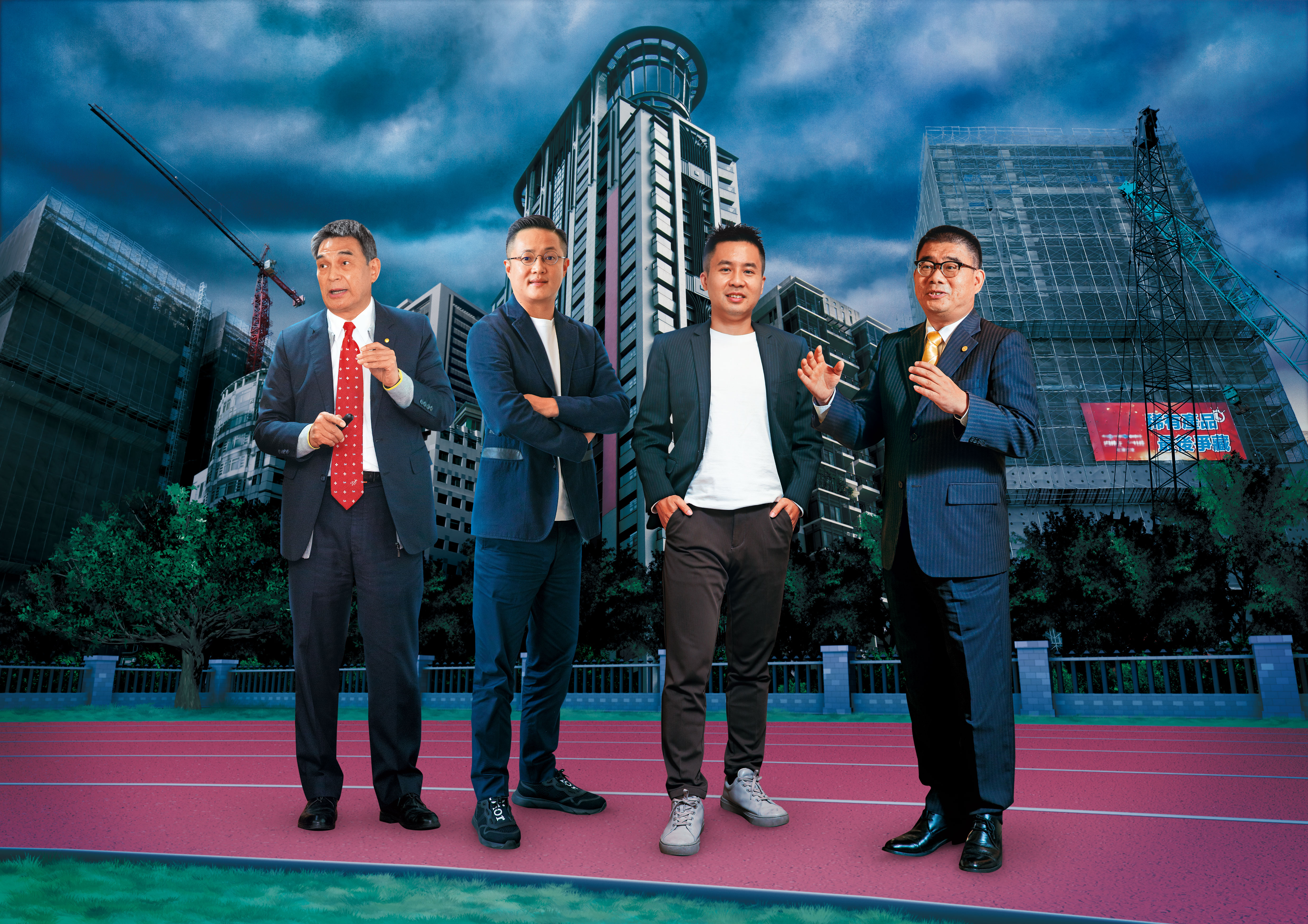 4位專家皆看空2023年房市，在「量縮價跌」格局下，市場將掀起一場殘酷的淘汰賽。左起為戴德梁行董事總經理顏炳立、華友聯集團董事長陸炤廷、樂居網創辦人李奕農、永慶房產集團加盟事業處總經理莊志成。
