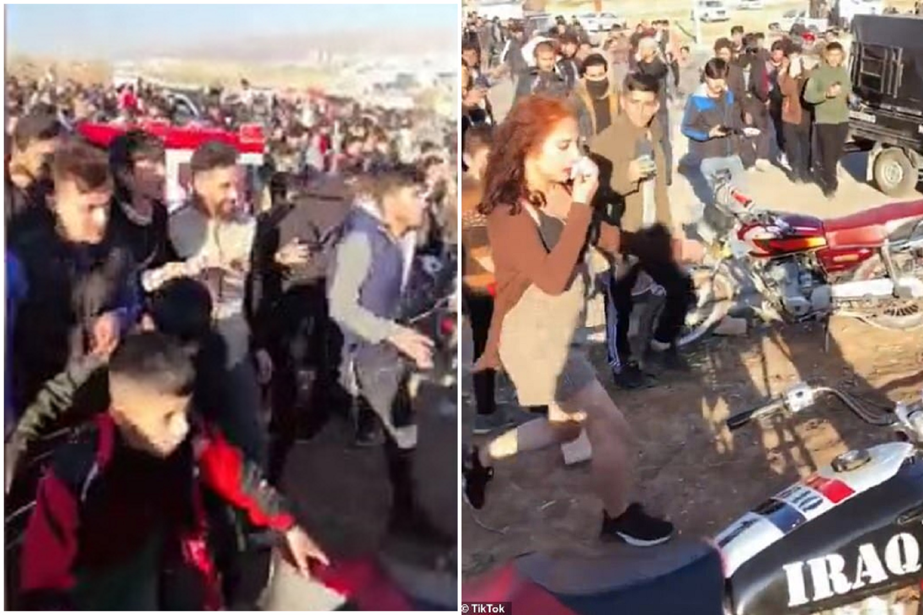 「重機女神」露腿，慘遭數百男罵淫蕩包圍硬上！當場凌辱虐打。（翻自《每日郵報》）