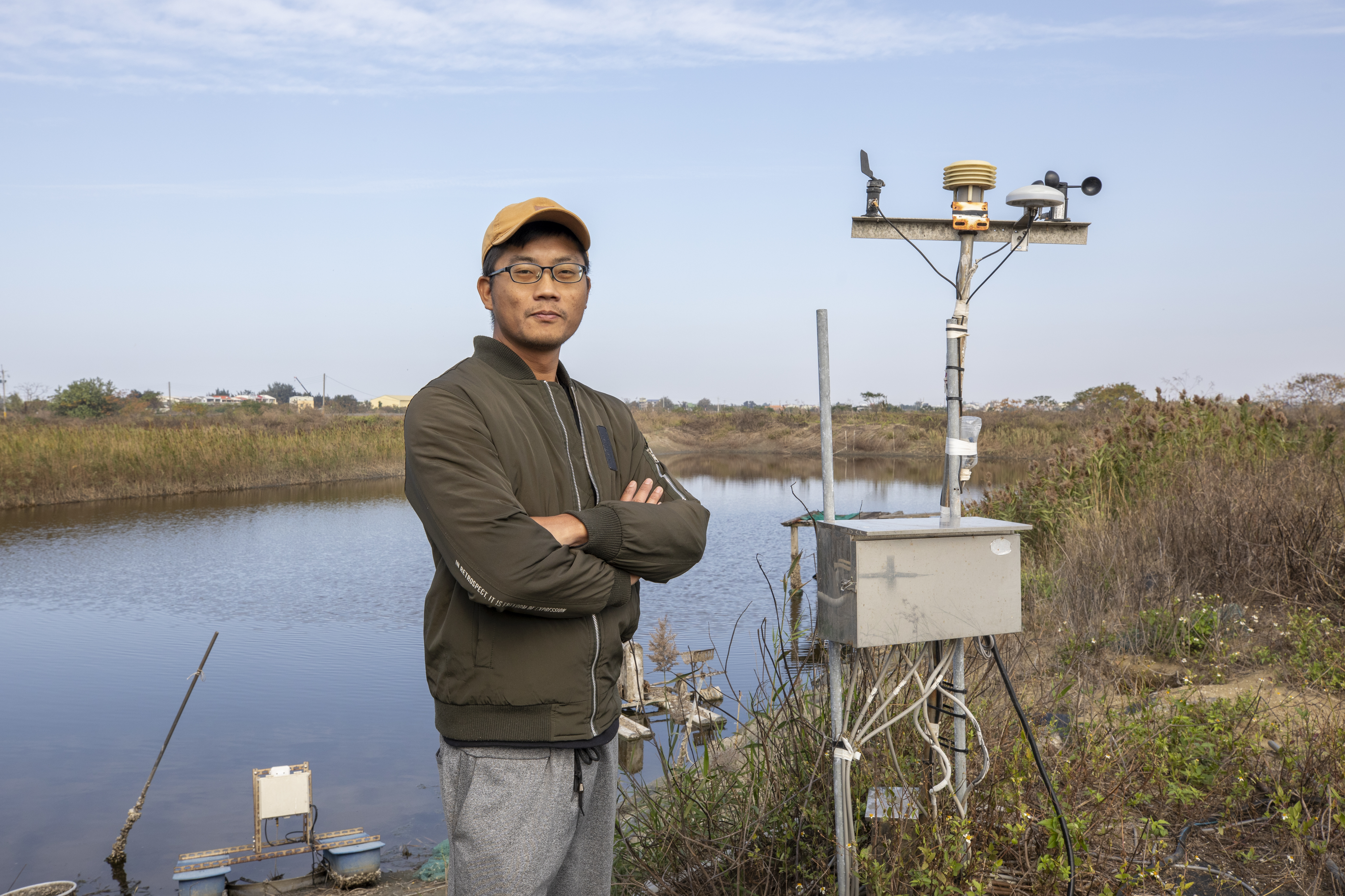 生豐水產總經理楊紳泰表示，氣壓、溫度、降雨監測是智慧養殖系統的第一步。