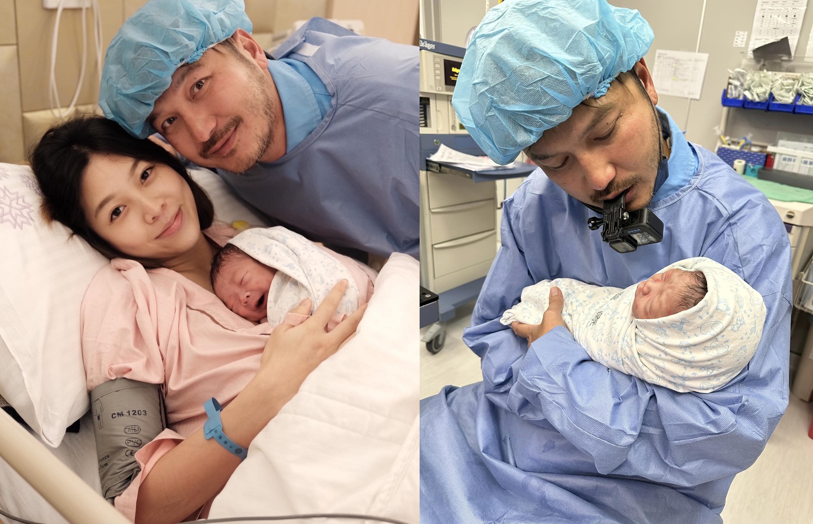 KID在臉書曬老婆產後美照及全家福照。(翻攝自林柏昇KID臉書)