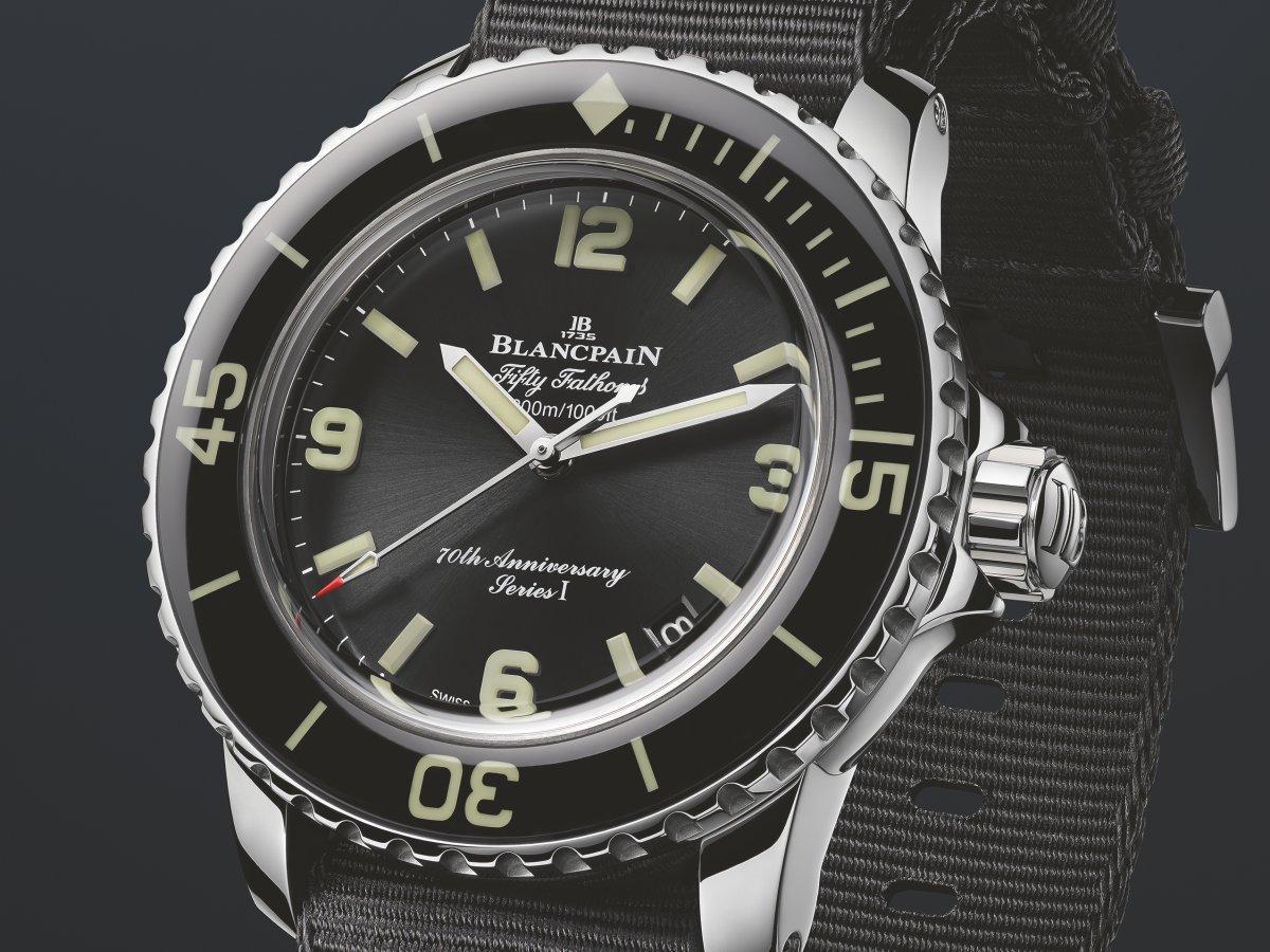 寶珀 BLANCPAIN 五十噚 Fifty Fathoms 70th Anniversary Series 1 功能：時、分、秒指示；日期顯示 機芯：自動上鏈機芯 定價：暫未定價（三版本各限量70只）