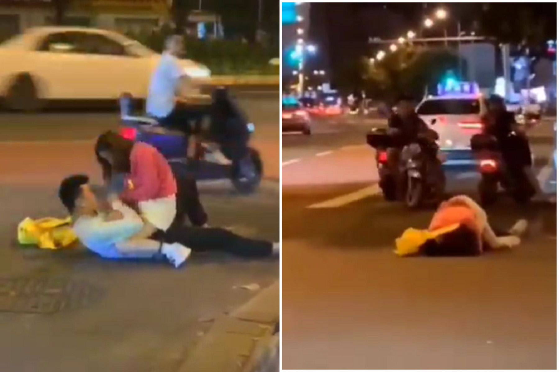厲害了中國女!大馬路「觀音坐蓮」硬上男,眾人停車圍觀活春宮。(翻自推特)