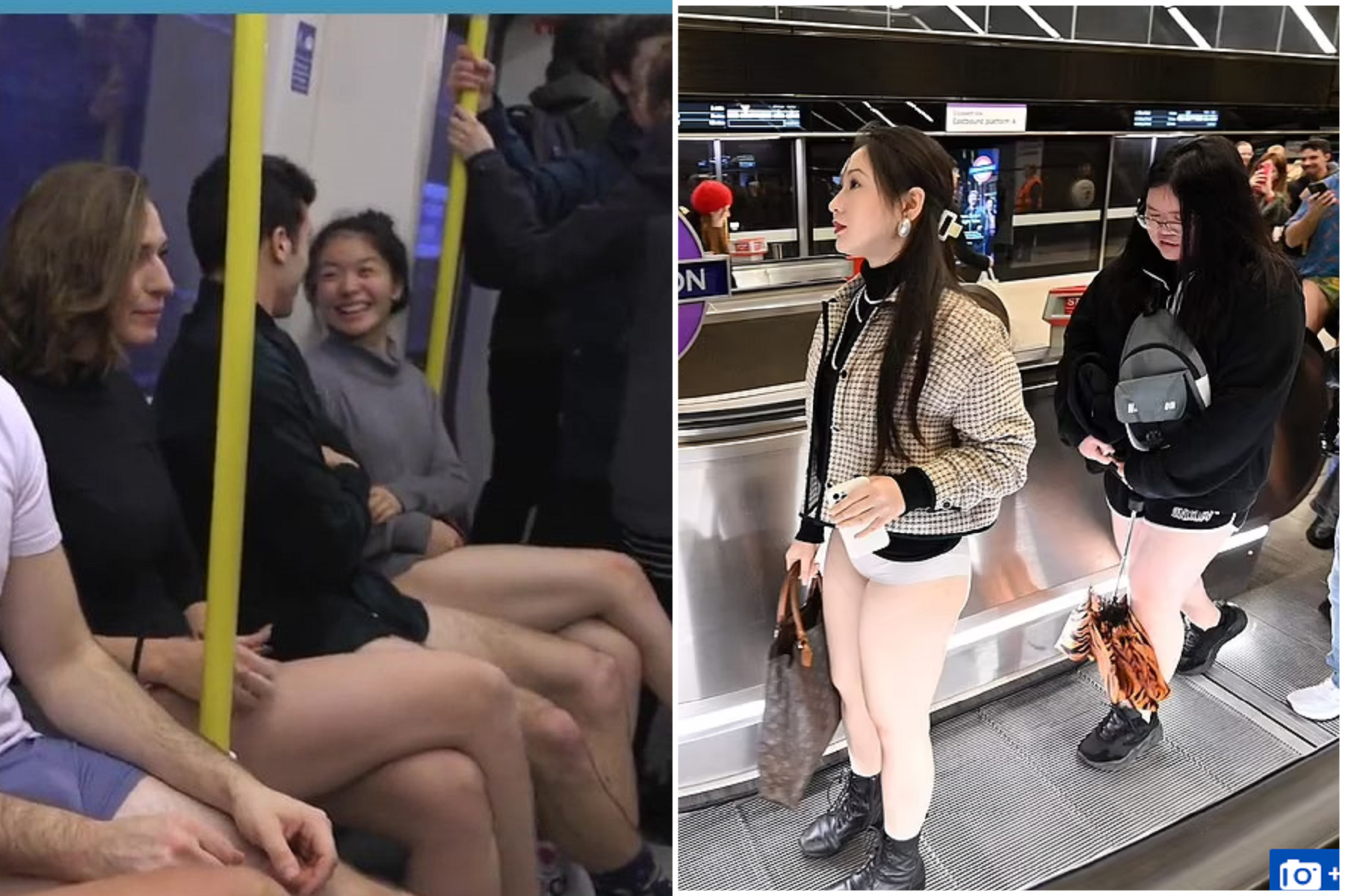 這條地鐵線大解放，正妹下身真的失蹤！大家脫褲坐車好歡樂。（翻自《每日郵報》）