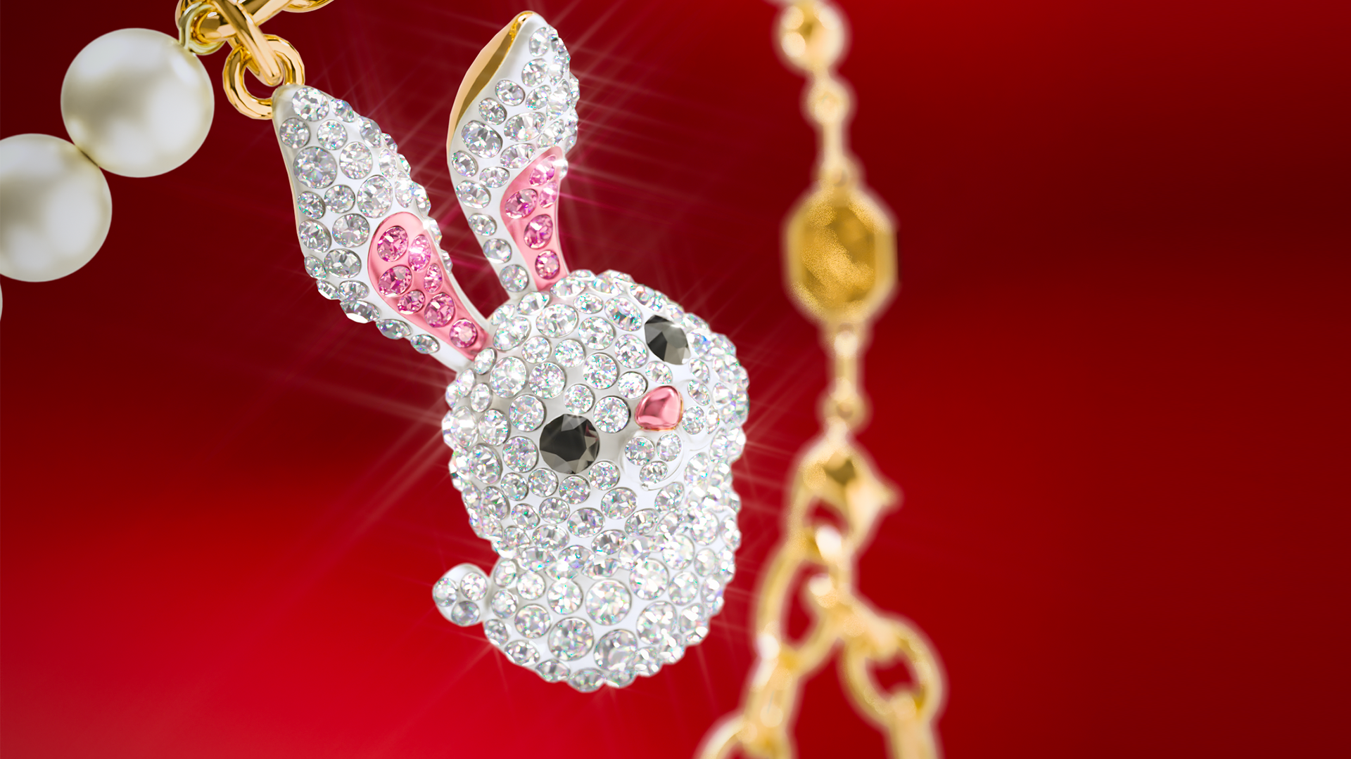SWAROVSKI推出全新2023農曆新年系列，其中的Zodiac Rabbit系列，以靈動大眼的小白兔為主角，非常能融化人心！（施華洛世奇提供）