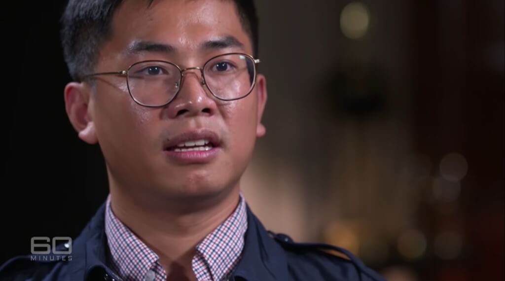 王立強因犯下詐欺罪，澳洲當局拒絕他的政治庇護申請。（翻攝自自60 Minutes Australia YouTube頻道）