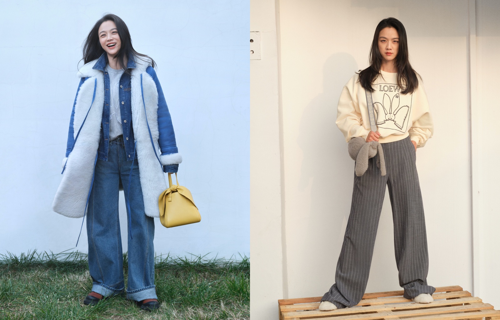 陳慧身為LOEWE全球品牌大使的湯唯，開心演繹全新推出的兔年系列視覺形象。（LOEWE提供）