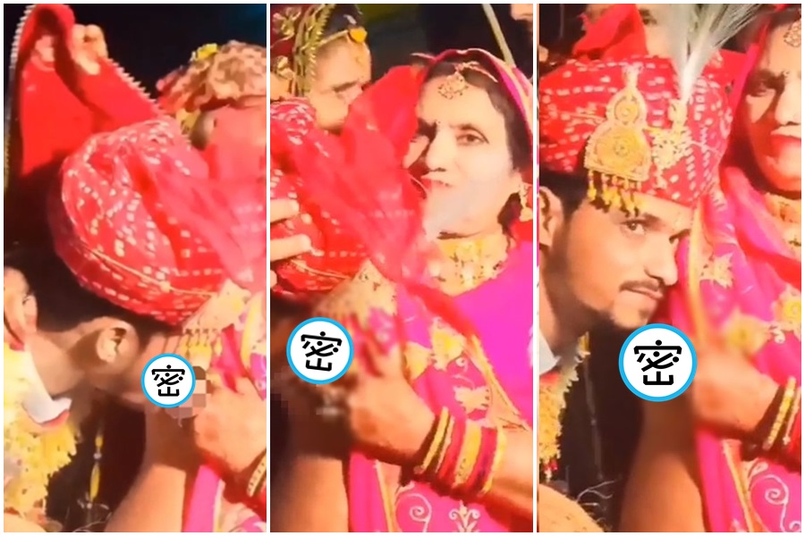 印度婚禮一名新郎當眾跟媽媽在賓客面前上演「吸奶秀」。（翻攝自Reddit）