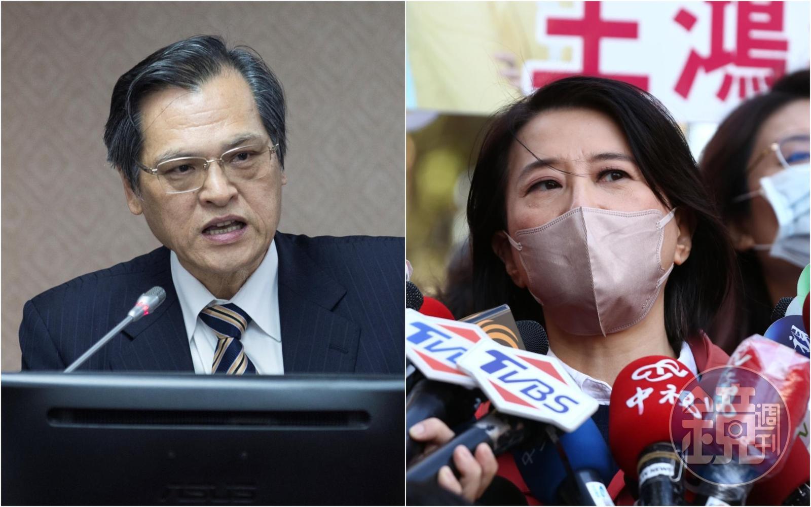 陳明通（左）強調，林智堅的案子是冤案，法院即將開議，而王鴻薇（右）則嗆要準備質詢他，又酸他搞不好要下台了。（本刊資料照）