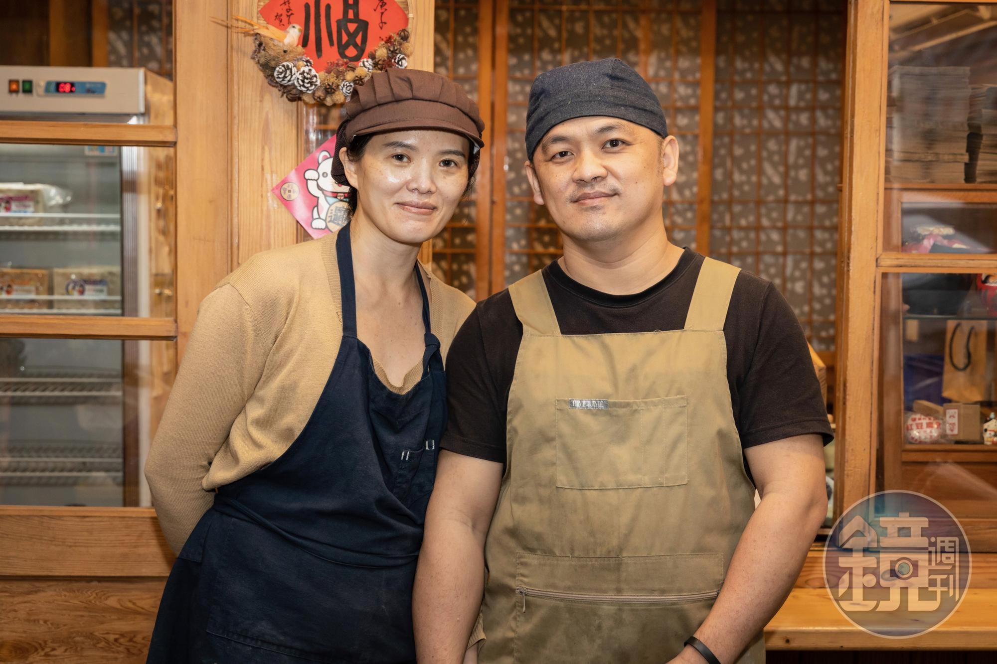 老闆廖益伸（右）、太太游曉倩為老粿店第二代，以無添加理念製作米食點心。