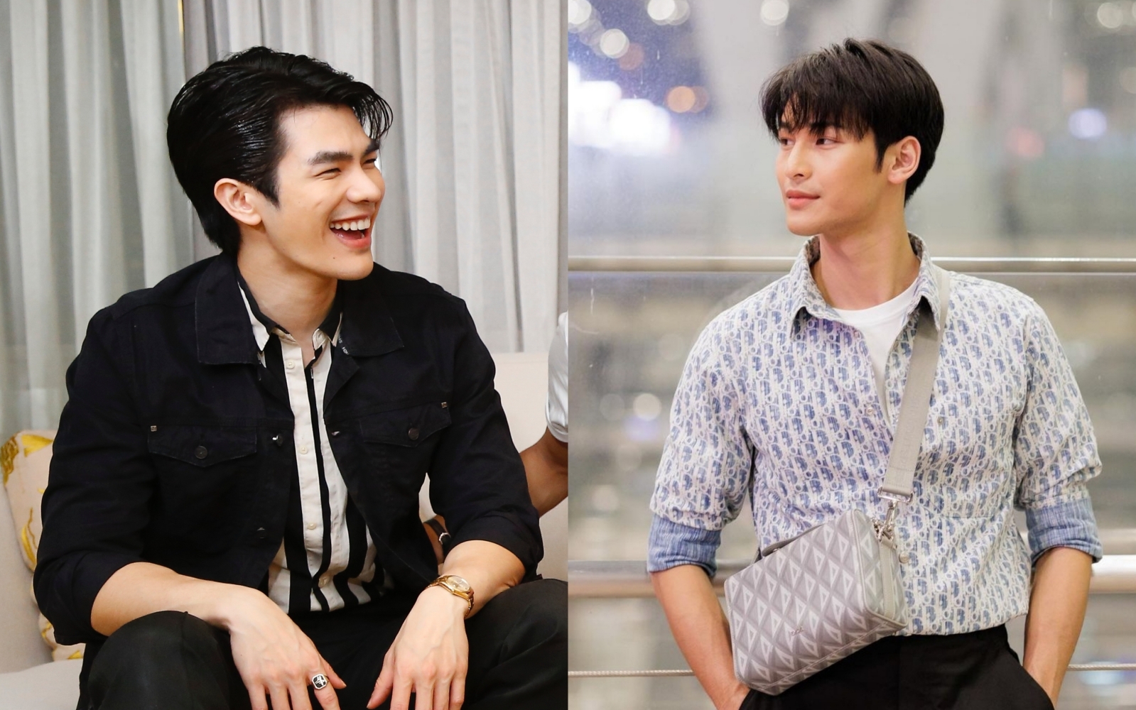 《Kinn Porsche黑幫少爺愛上我》2位男主角Mile（左）與Apo在推特互相喊話讓CP大尖叫。（左為本刊攝影照片，右翻攝Apo IG）