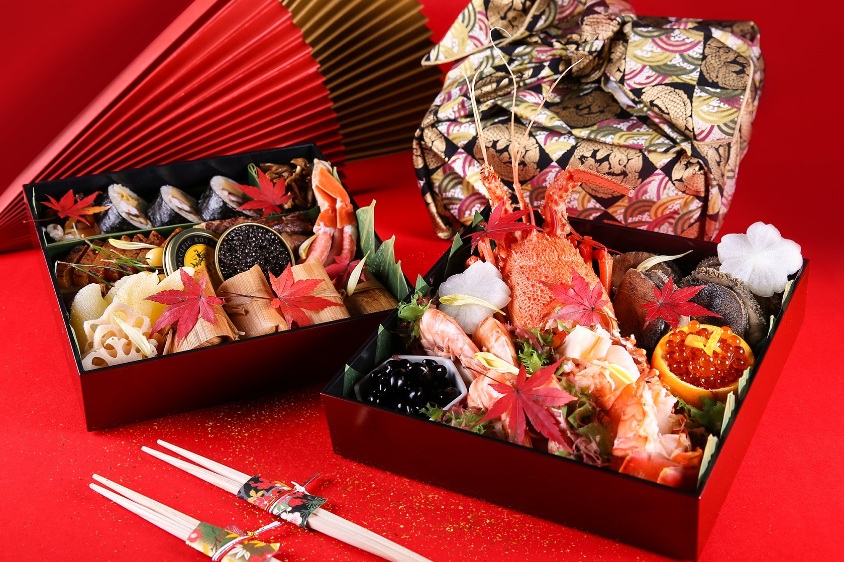 「KOUMA日本料理 小馬」推出限量海陸盛宴「KOUMA新春御盒」。（16,888元／組）（台北萬豪酒店提供）