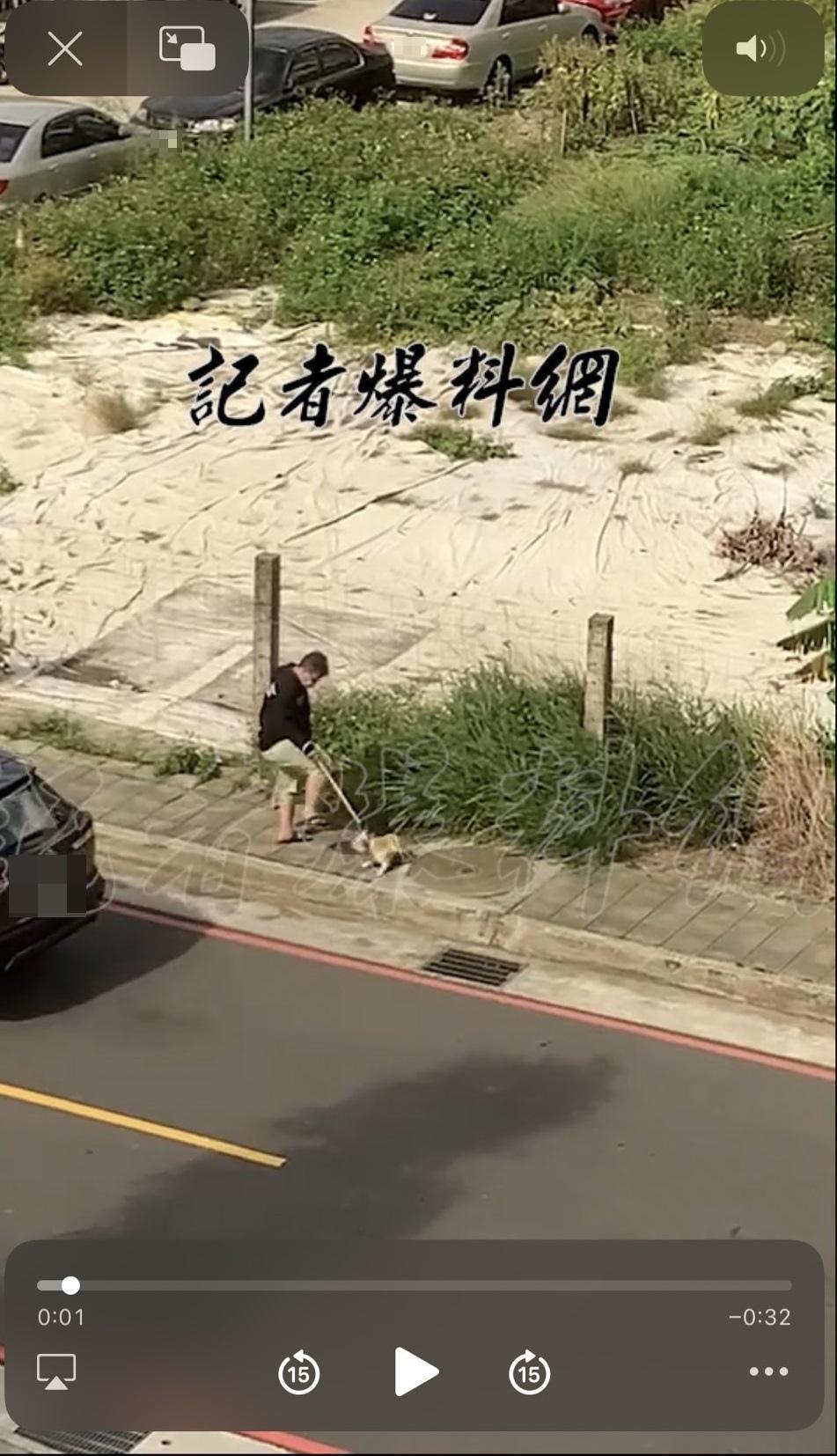 三重區有民眾目擊犬隻遭飼主踢踹。(新北動保處提供)