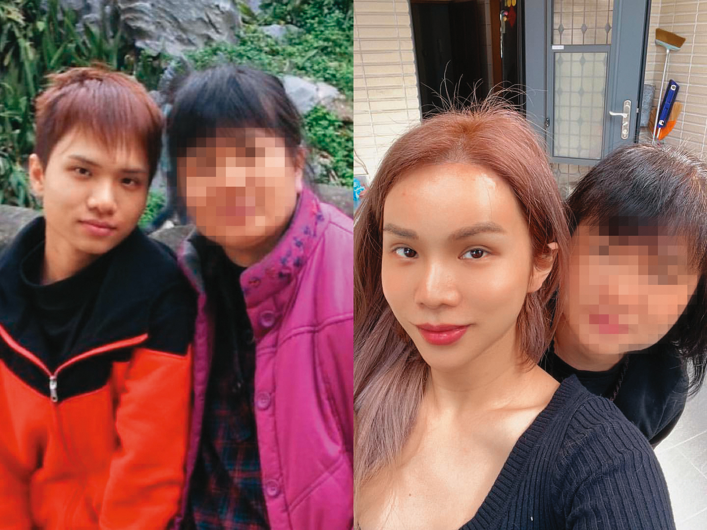 小A辣曾曬出10年前跟媽媽的合照（左圖）與現況（右圖），引起網路上一片討論。（翻攝自小A辣IG）