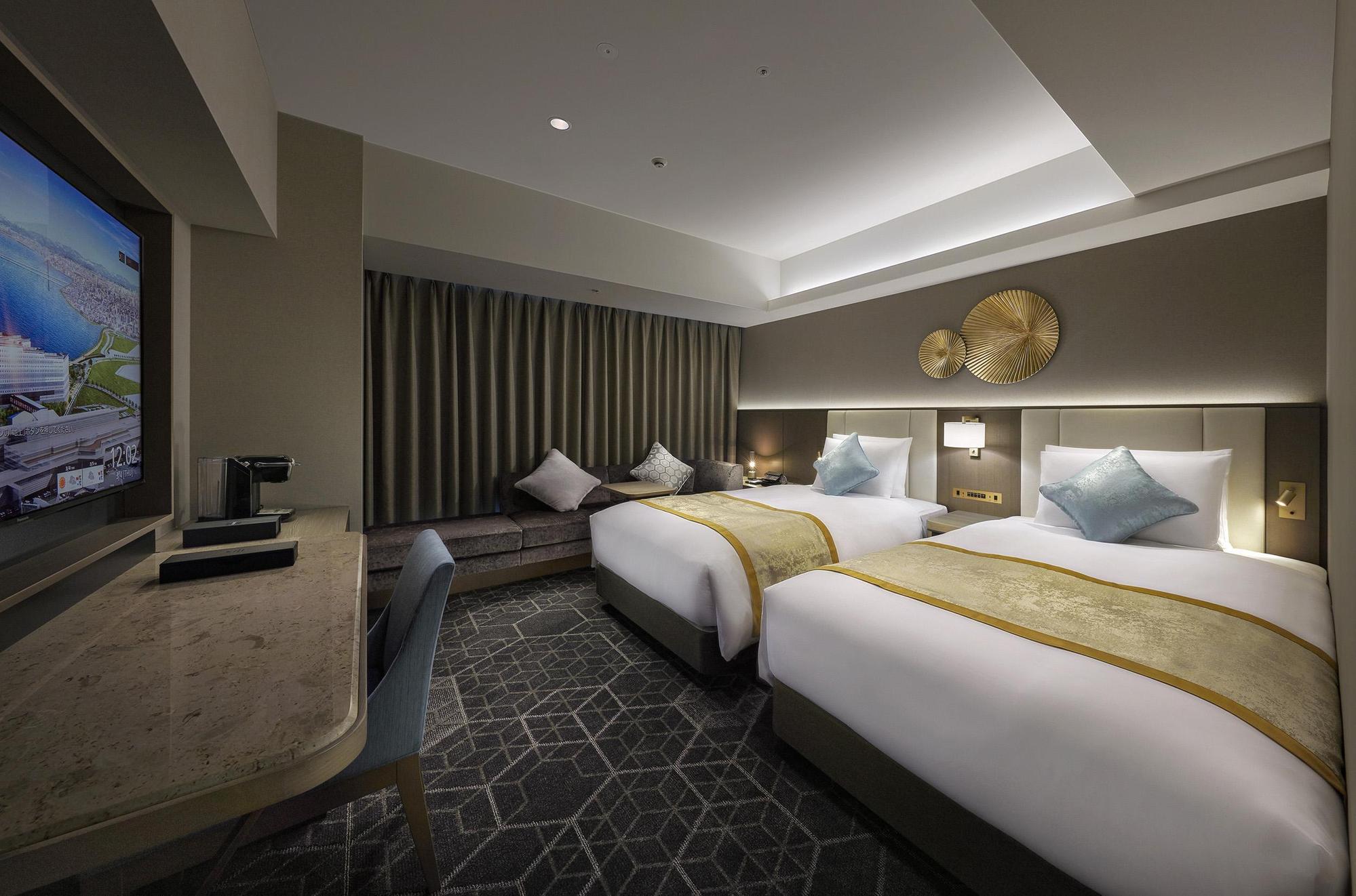 VILLA FONTAINE PREMIER羽田機場的豪華雙床房空間寬敞舒適。（ⒸSumitomo Fudosan Villa Fontaine Co., Ltd.提供）
