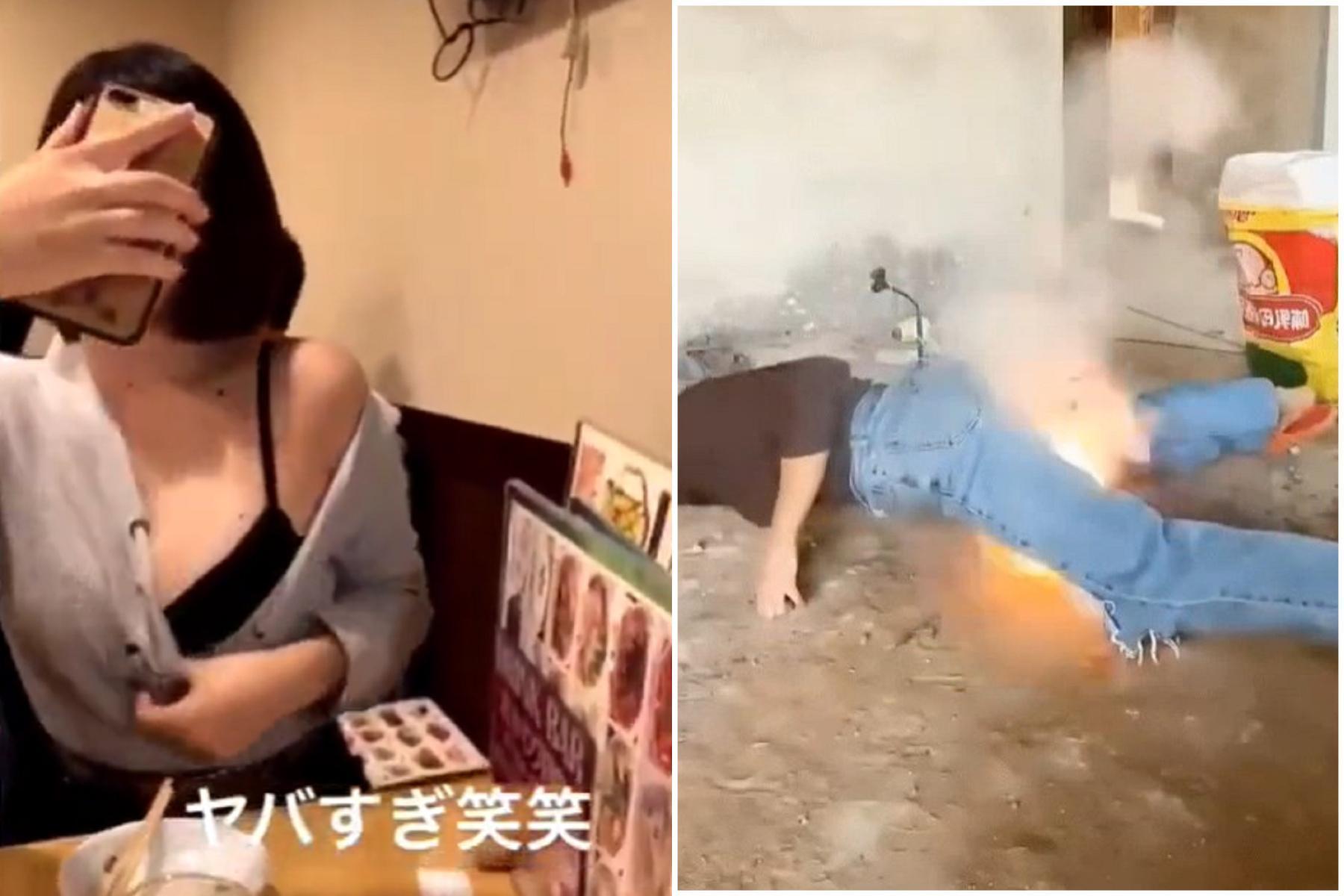 妹子為自拍流量不擇手段!不只食堂裡脫衣露奶,「下體炸寒單」超誇張。(翻自推特+微博)