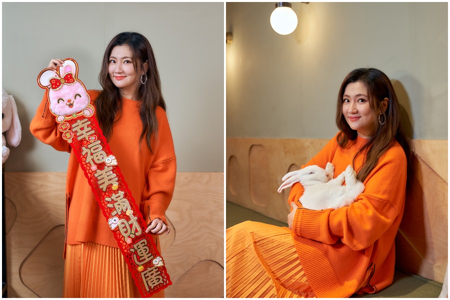 兔年即將到來，Selina與兔子來了一場近距離的親密接觸，並期許自己在主持工作上有新的節目開展。（任真美好提供）