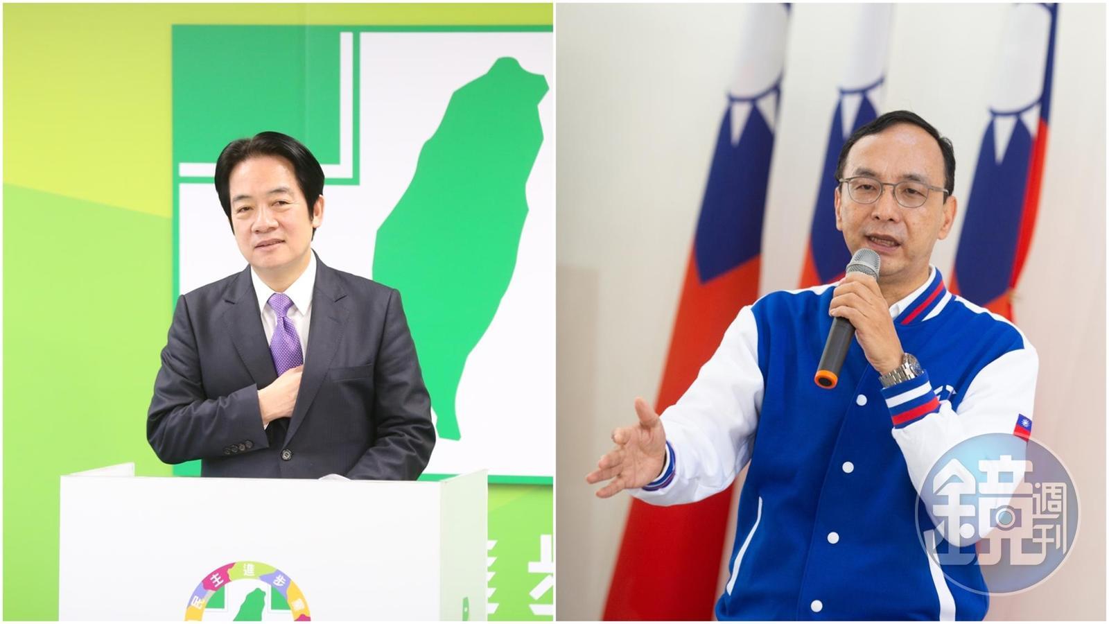 朱立倫（右）要賴清德（左）說清楚何謂「務實的台獨工作者」。