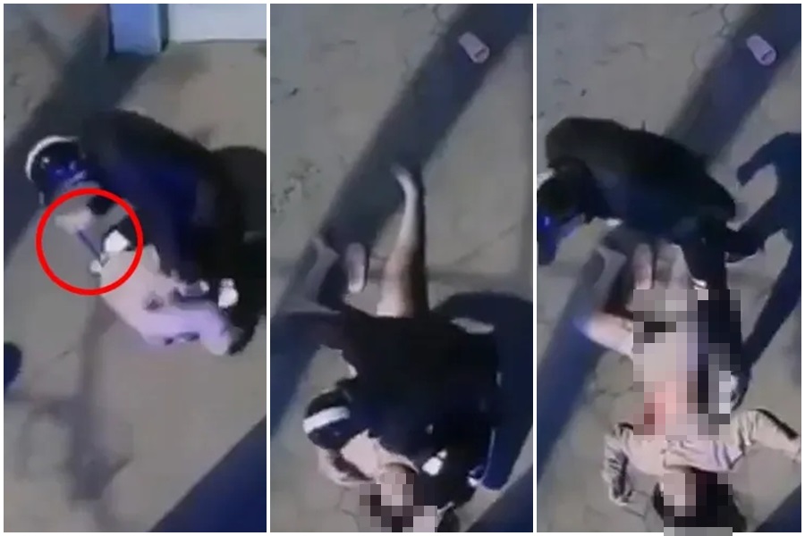 一名中國女子在街上慘遭男友亂刀狂刺死。（翻攝自推特）