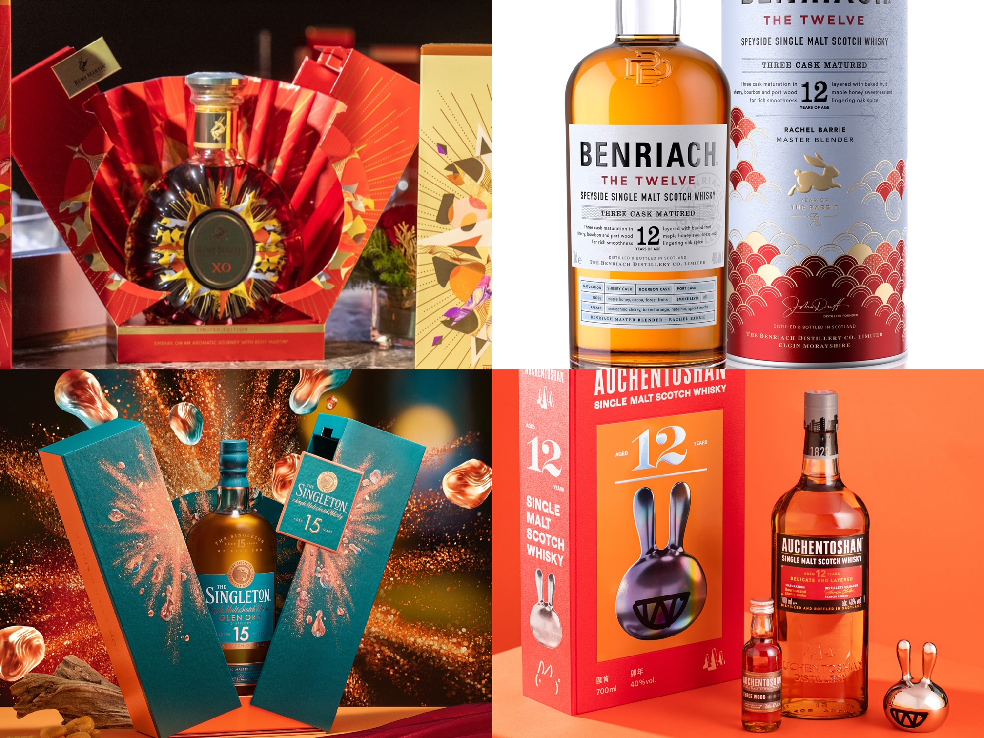 迎接兔年，威士忌、白蘭地等烈酒商推出應景的新春限定版。