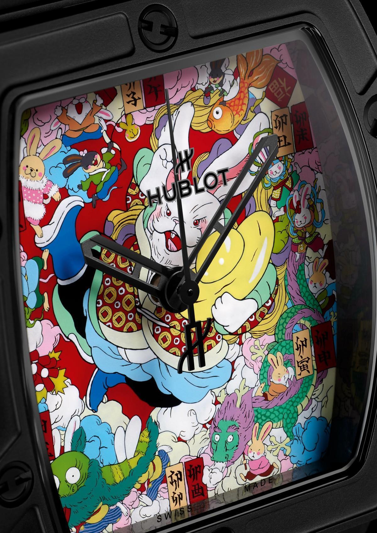 HUBLOT宇舶與中國藝術家文那合作，繪製一幅結合壁畫、塗鴉與山海經神話的吉祥兔年畫作。