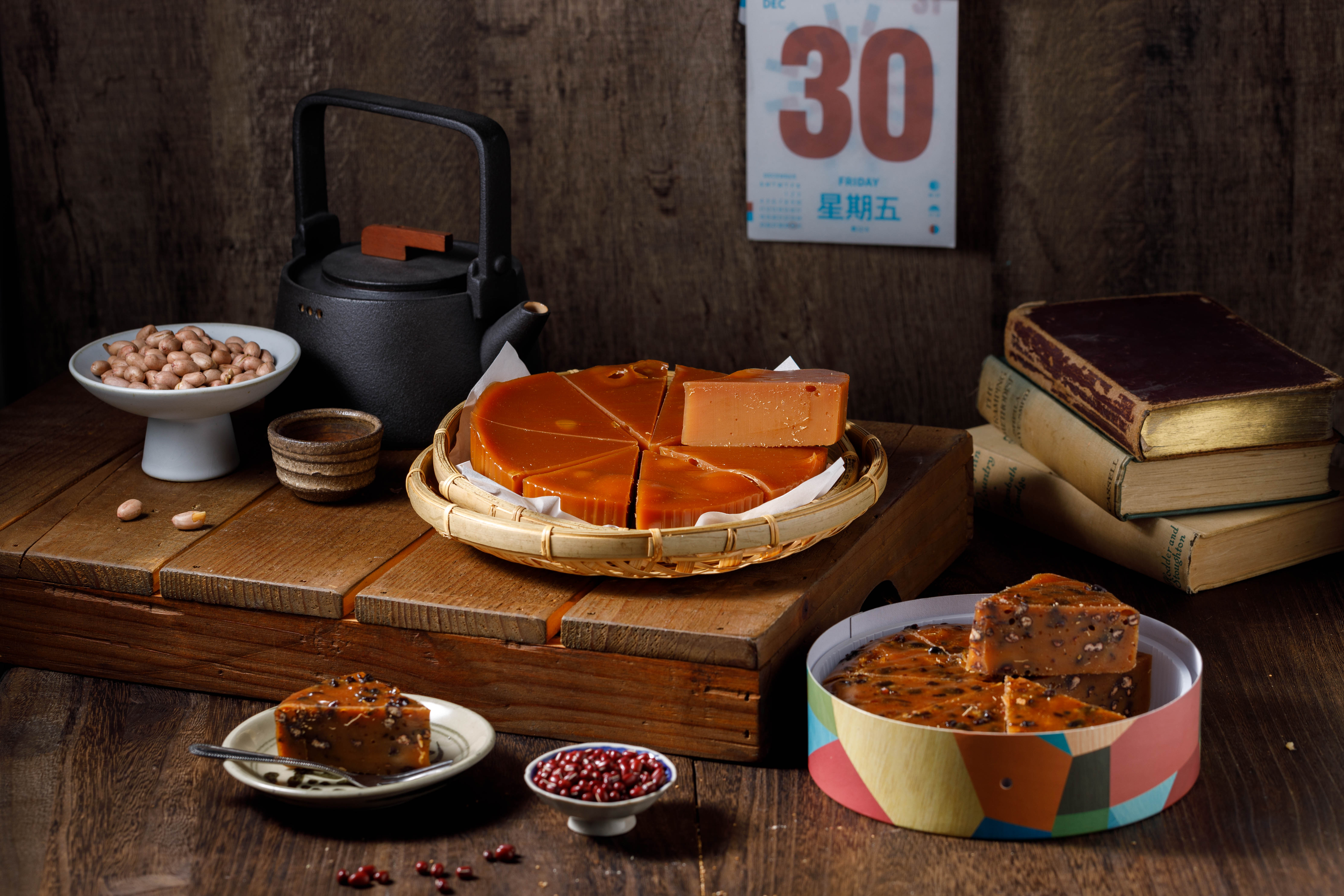 剛出爐的年糕還帶回家等待固定成型，放了3天才能切塊拍照。