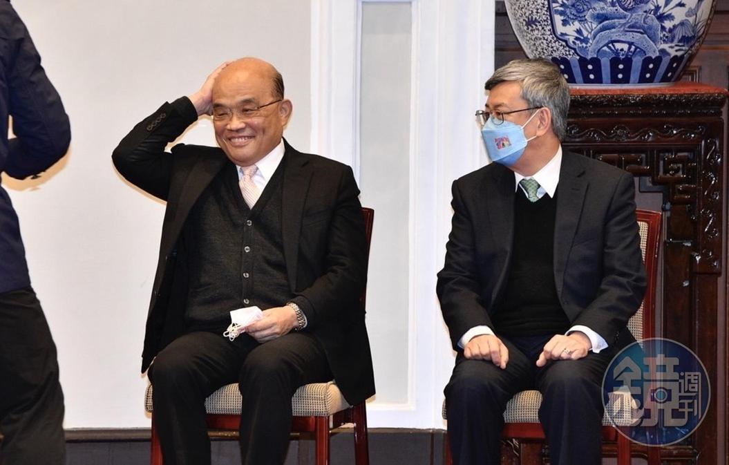 蘇貞昌卸任閣揆，喊話陳建仁「要加油喔」。