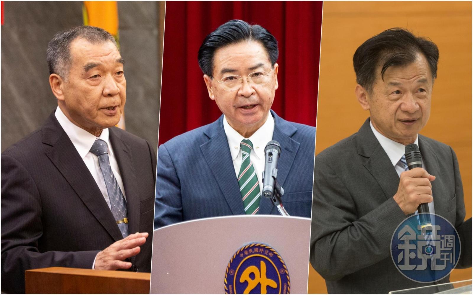 國防部長邱國正(左起)、外交部長吳釗燮、陸委會主委邱太三將留任。(本刊資料照)