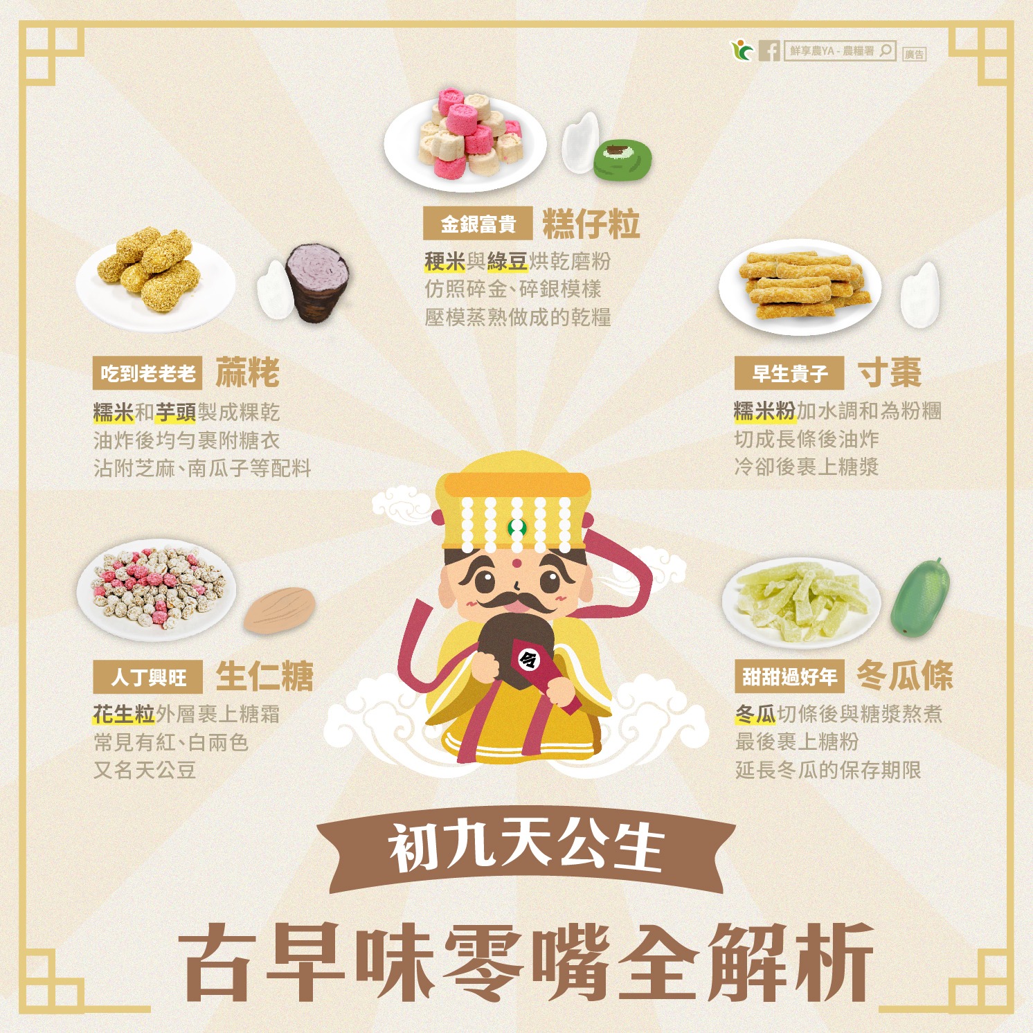 農糧署一圖全解析古早味零嘴。（翻攝自鮮享農YA - 農糧署臉書）