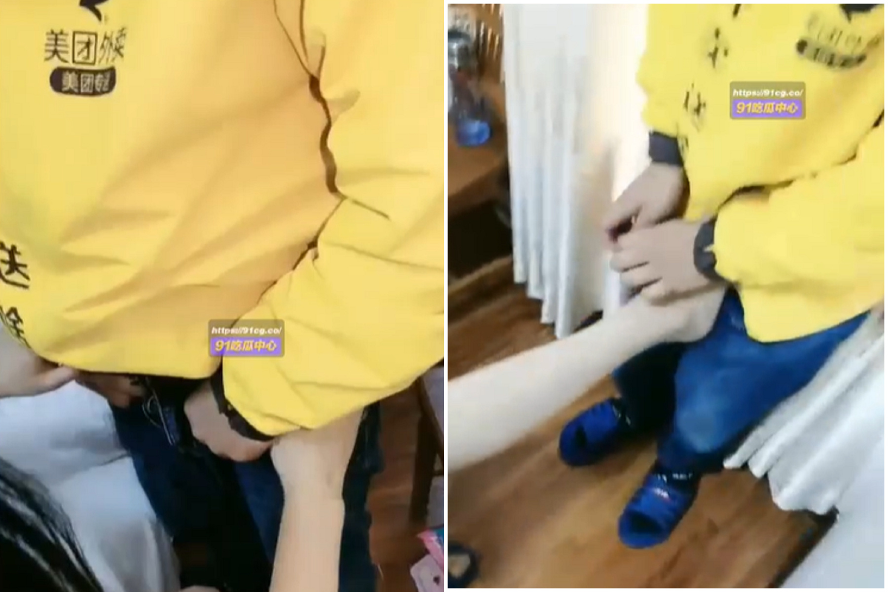 中國人妻玩很大！偕老公誘外送員3P，還給445元「上槍費」。（翻自《91吃瓜中心》）