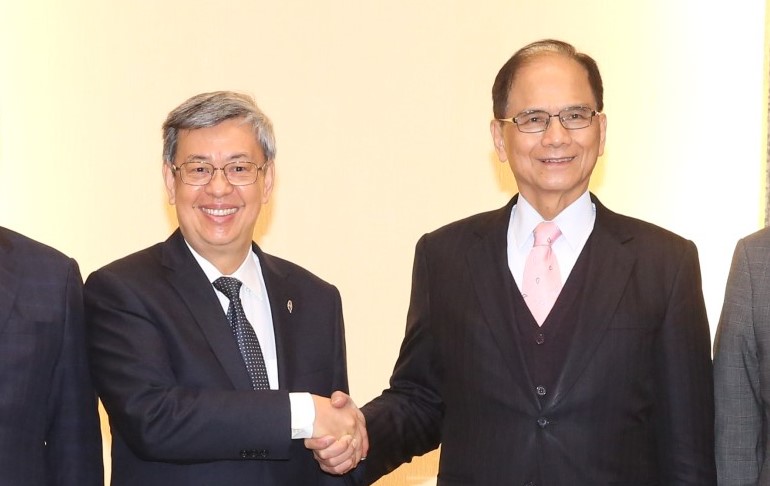 陳建仁（左）今拜會立法院長游錫堃。