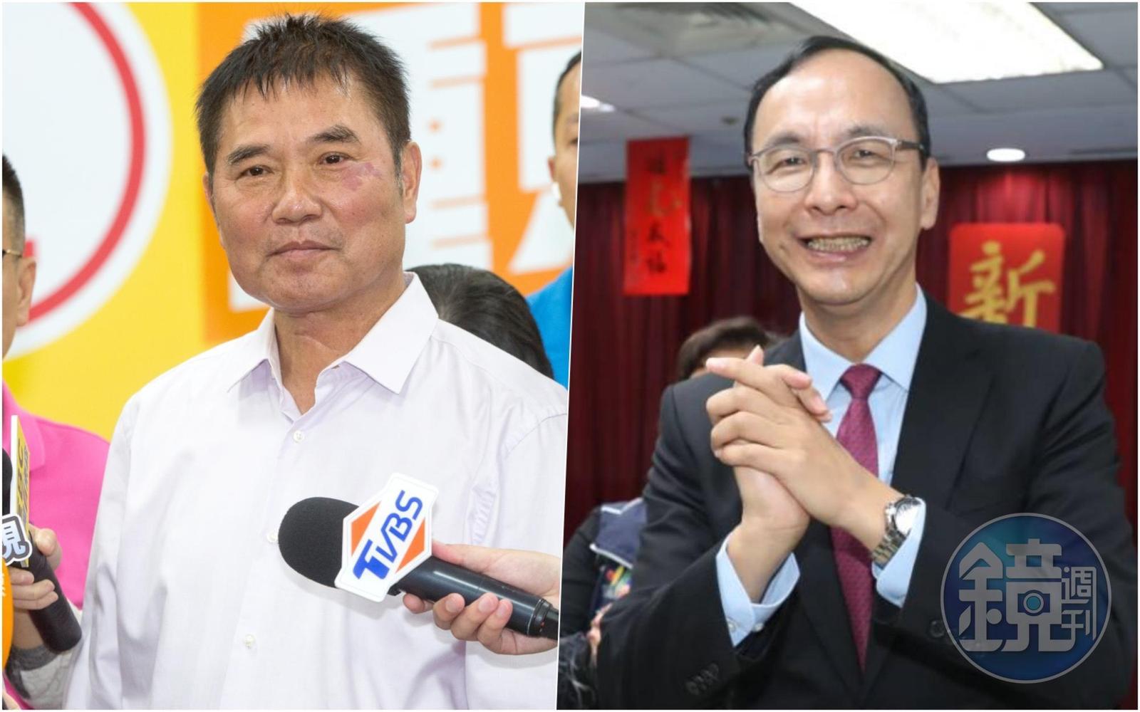 鍾東錦(左)脫黨參選並當選苗栗縣長,也因此被開除國民黨籍,不過今與黨主席朱立倫(右)同台時互動十分融洽。(本刊資料照)