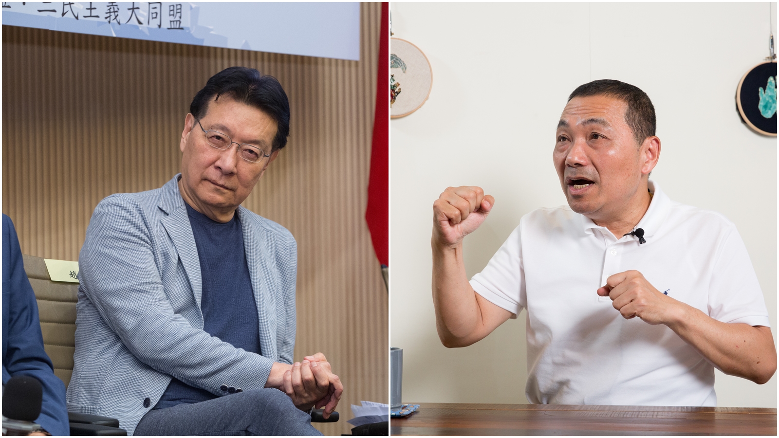 趙少康（左）喊話侯友宜（右）要選總統就自己出來，不要等到別人「黃袍加身」。（本刊資料照）