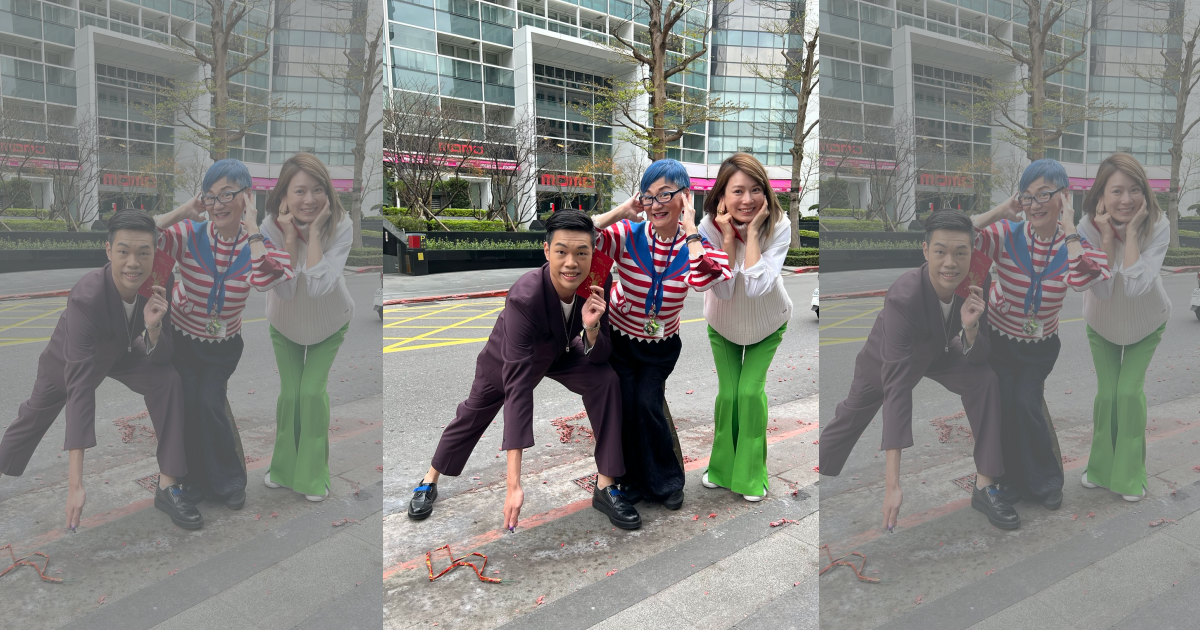 陳大天（左起）、張小燕、Melody出席公司新春團拜。（大鵬傳播、新視麗娛樂提供）