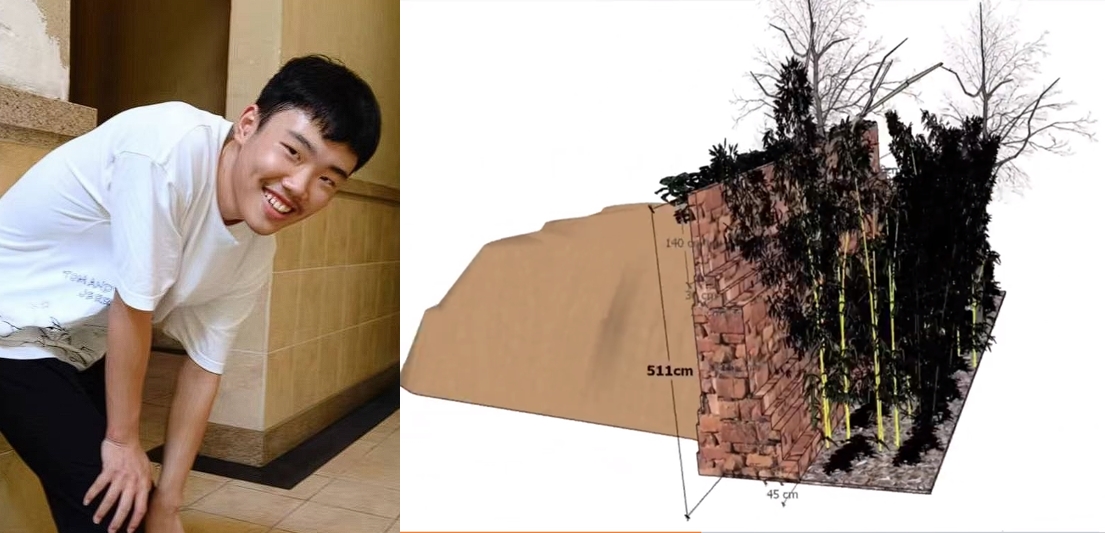 中國江西15歲的高中少年胡鑫宇，於學校附近一座糧食倉庫內的樹林間被發現輕生。右為案發地點示意圖。（翻攝自微博）