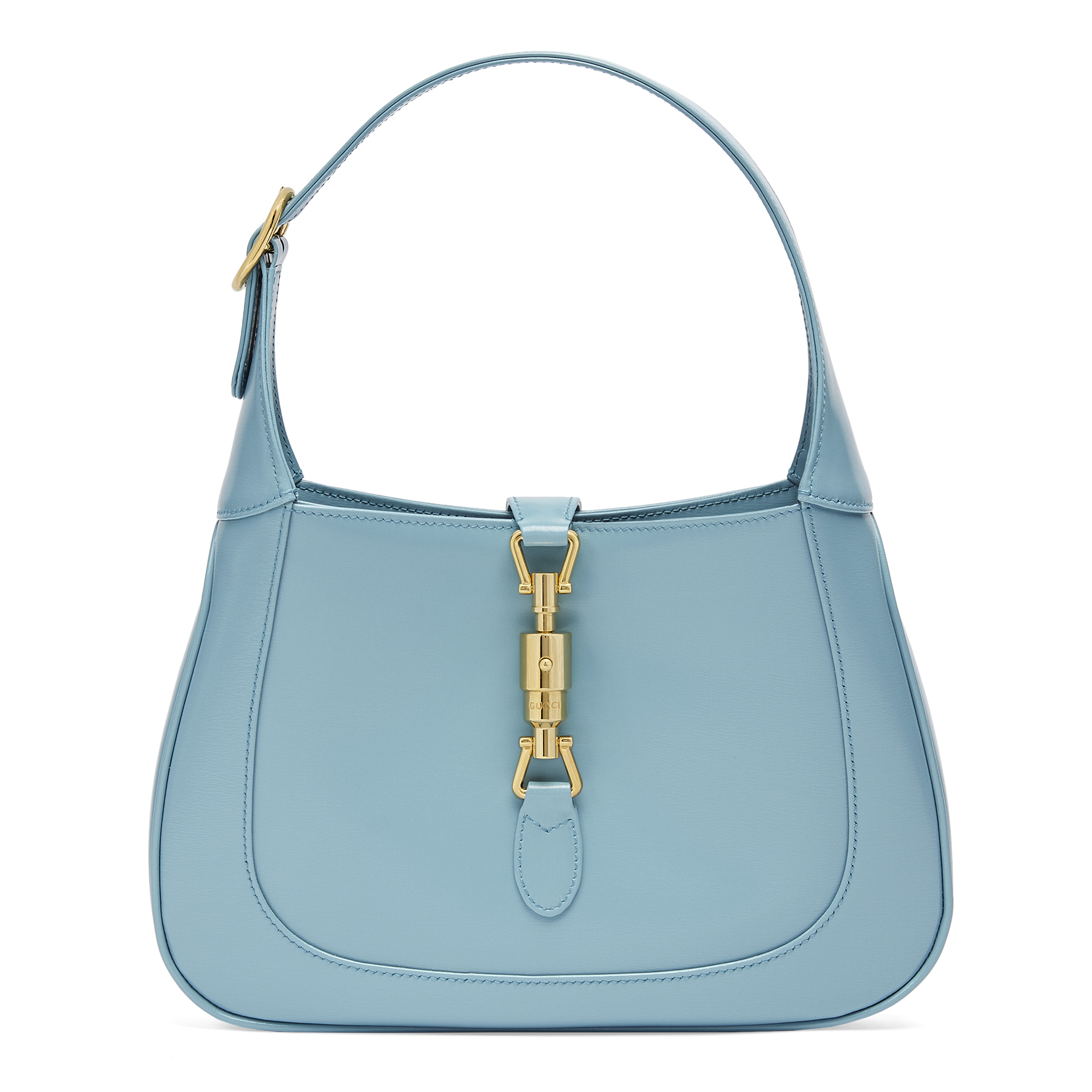 JACKIE 1961淺藍色皮革小型肩背包。NT$96,700（GUCCI提供）