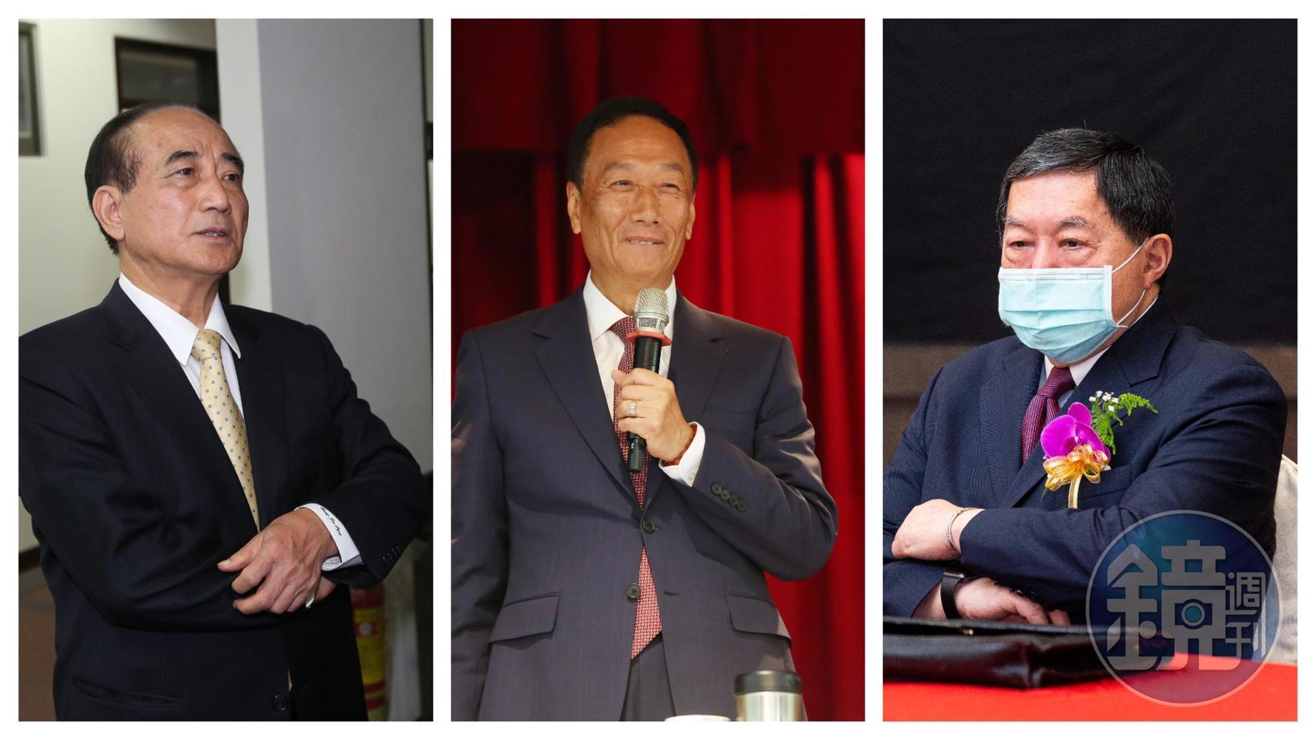 被問及郭台銘(中)是否會選總統?王金平(左)與徐旭東(右)回應都相當保守。(本刊資料照)