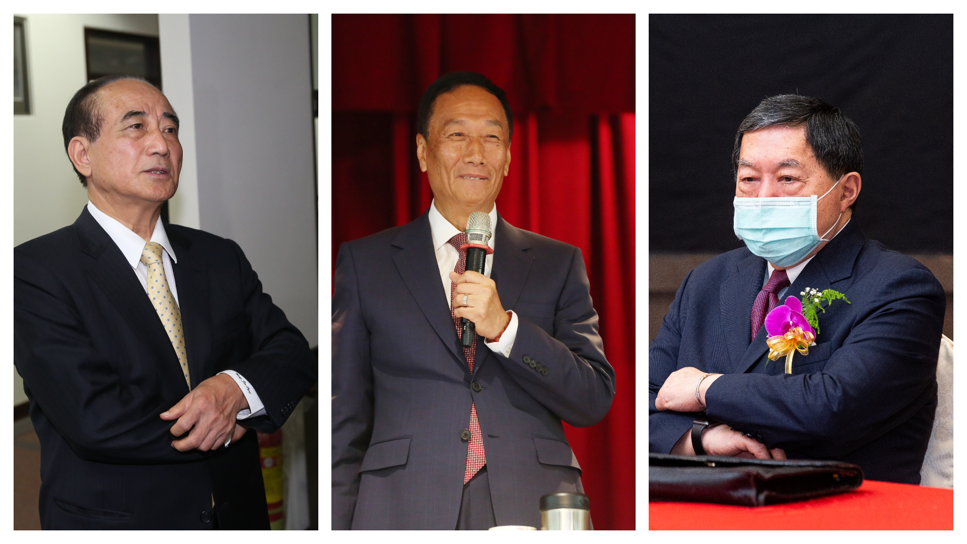 被問及郭台銘（中）是否會選總統？王金平（左）與徐旭東（右）回應都相當保守。（本刊資料照）