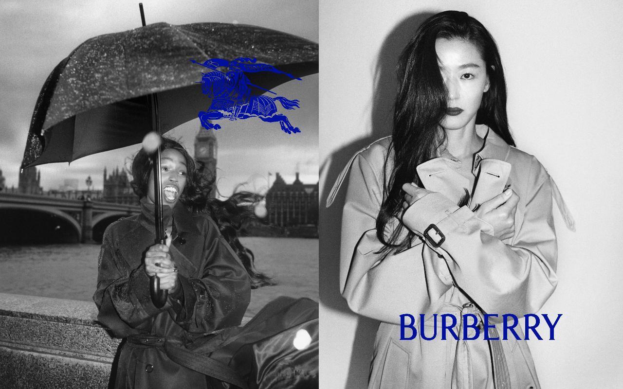 Burberry公布由全智賢(右圖)、新銳音樂藝術家 John Glacier(左)主演的形象大片。(Burberry提供)