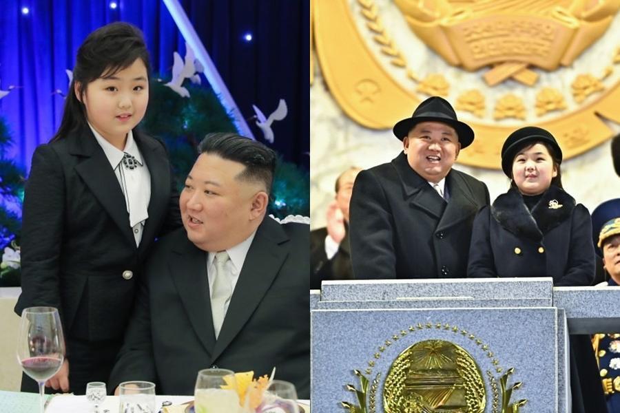 金正恩近日一連帶著女兒金主愛參加北韓建軍75週年的2場重大活動。(翻攝自朝中社)