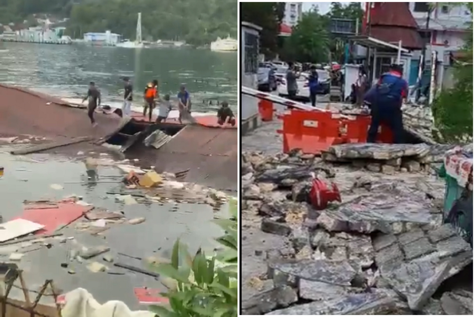 地球震不停！印尼發生規模5.5強震，多棟建築物毀損倒塌釀4死。（翻自推特）