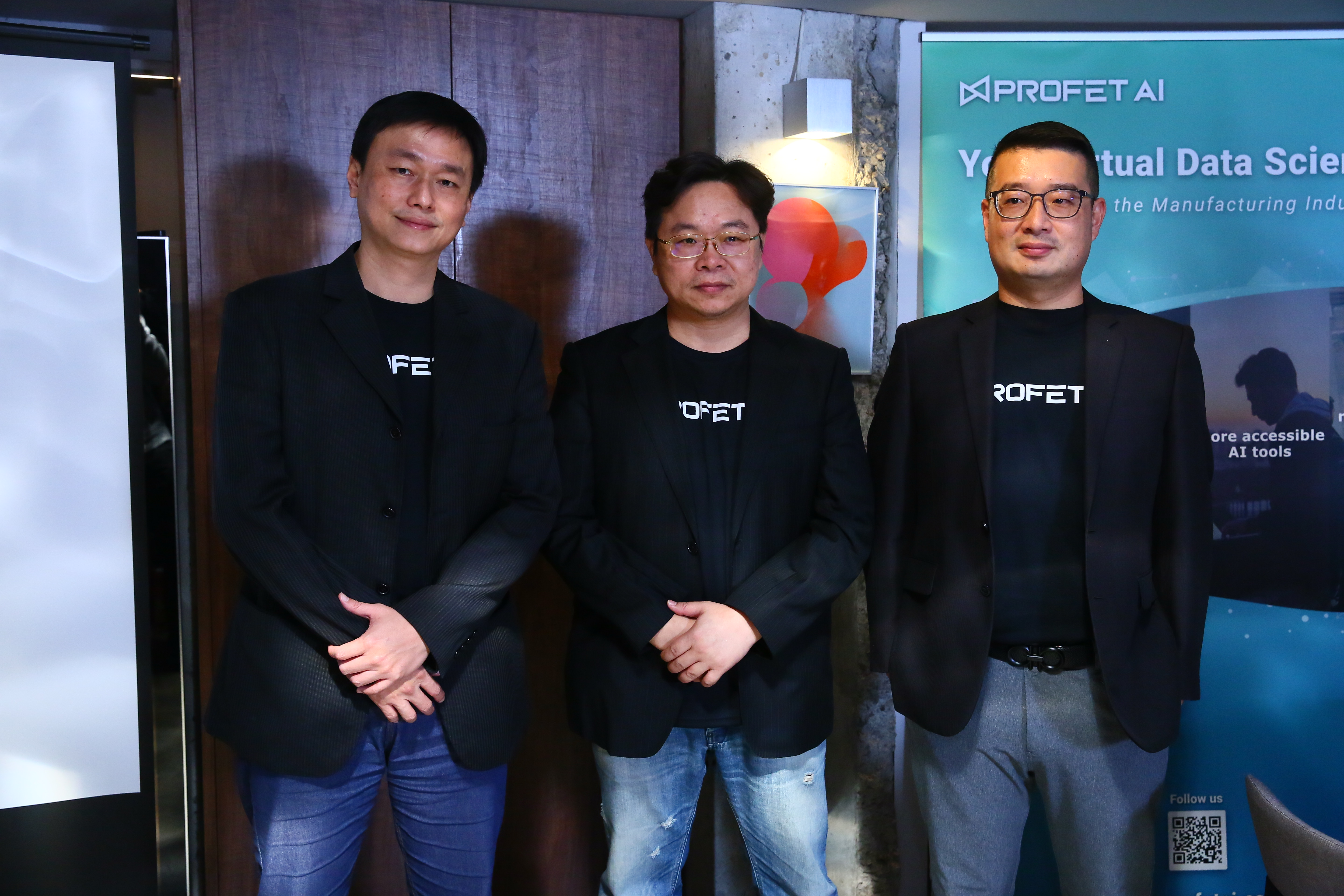 Profet AI創辦人研發長陳家豪 技術長林裕鑫、總經理黃建豪看準台灣製造業大咖近年來對AI應用的需求，共同創立Profet AI。