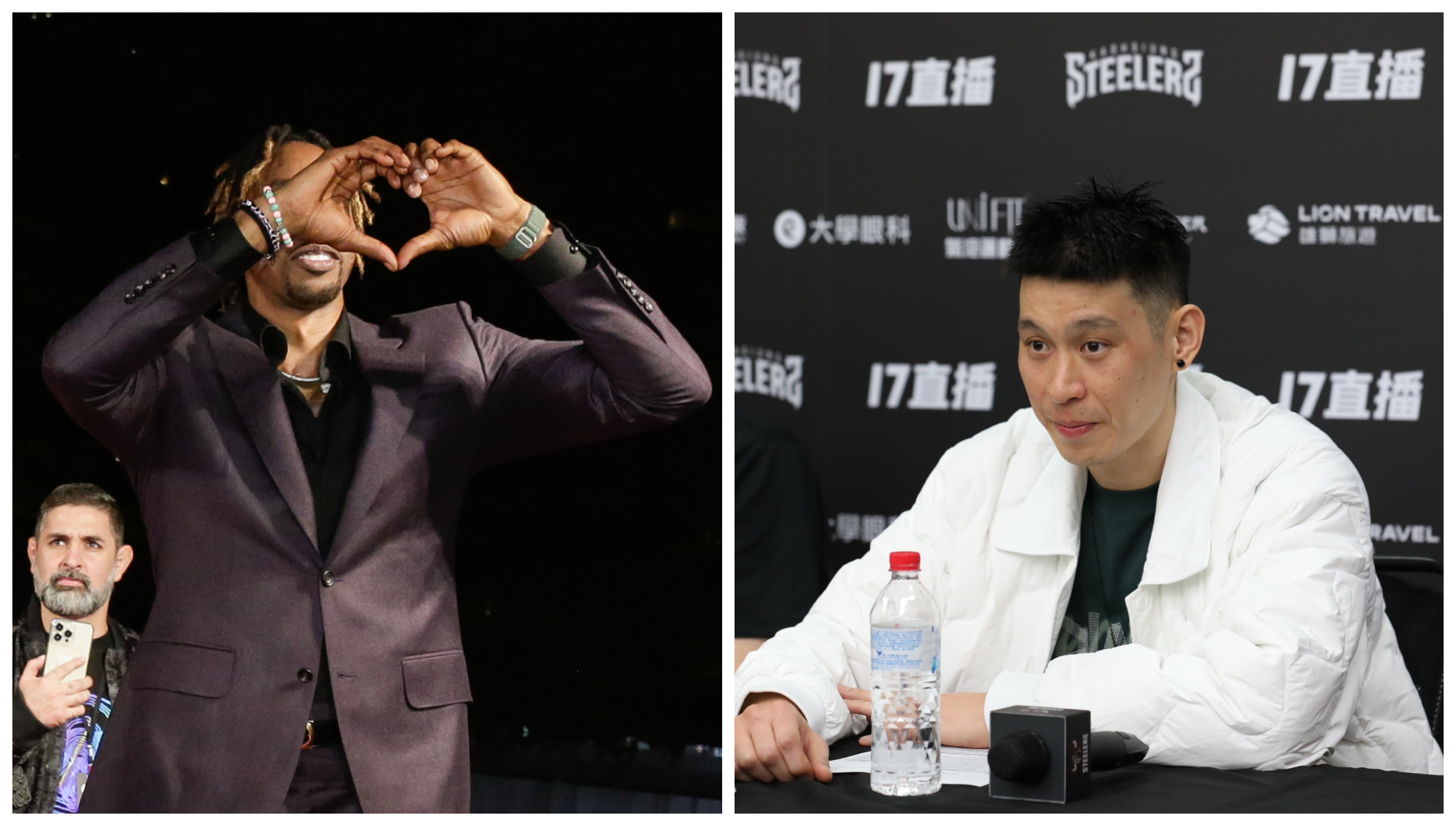 霍華德（左圖）向林書豪（右圖）喊話：「希望你下季加入T1職籃。」