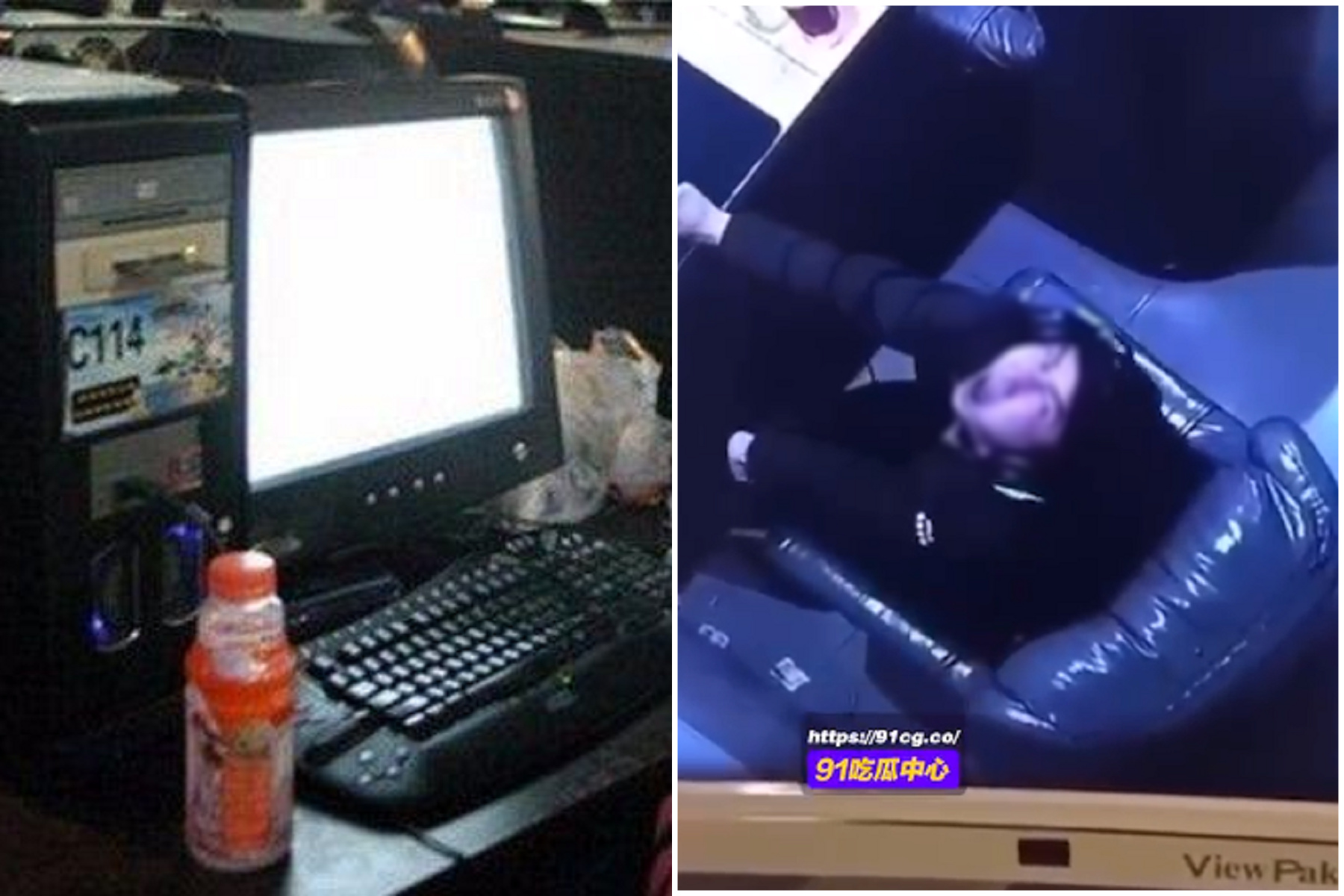 男在網咖連玩5天猝死，人生最後30秒曝光！面目猙獰仰天後倒地。（翻自《91吃瓜中心》）