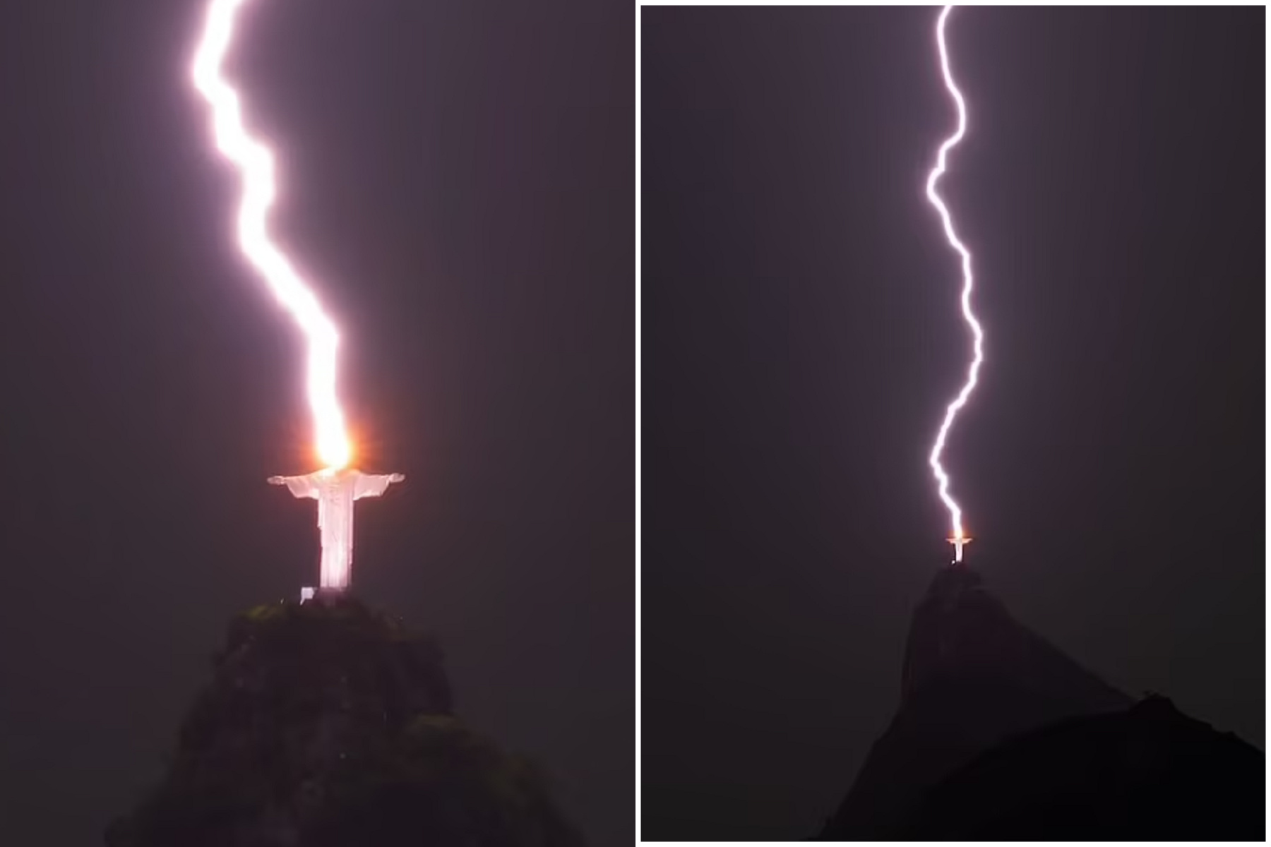 這尊耶穌又遭「天打雷劈」啦！15年來第3次被「五雷轟頂」。（翻自IG）